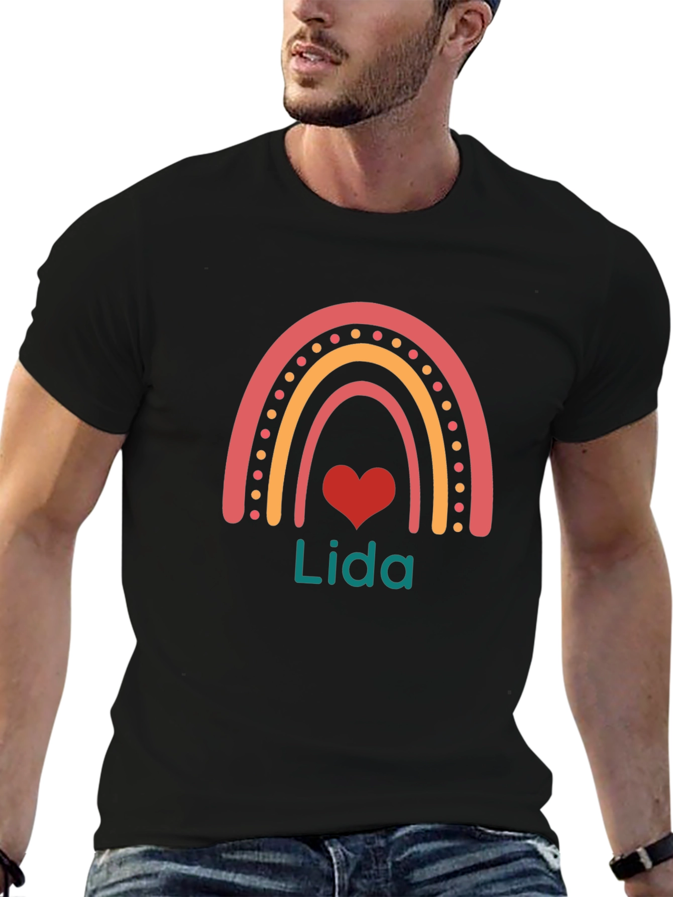 Lida Rainbow Heart Personalized T-Shirt