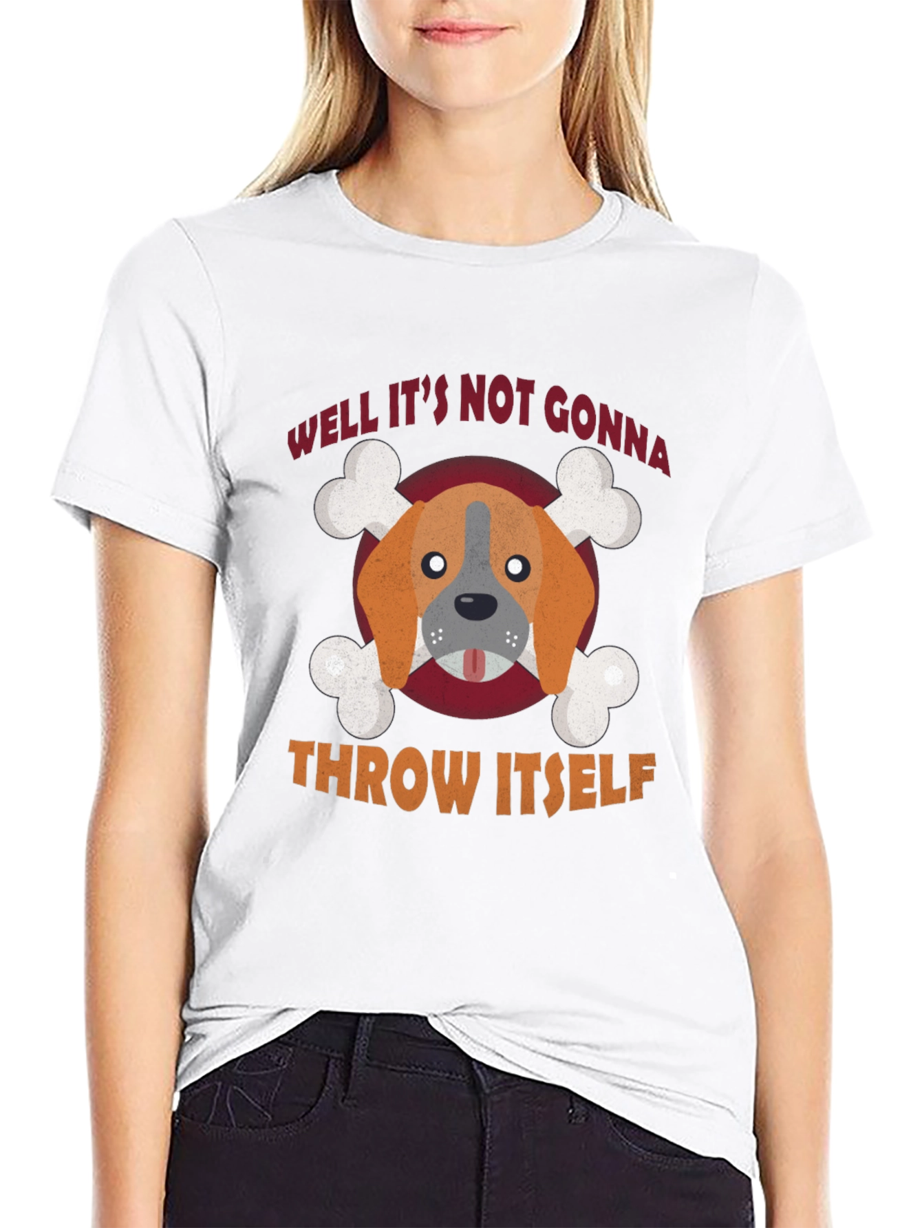 Dog Bone Graphic T-Shirt Funny Slogan Tee