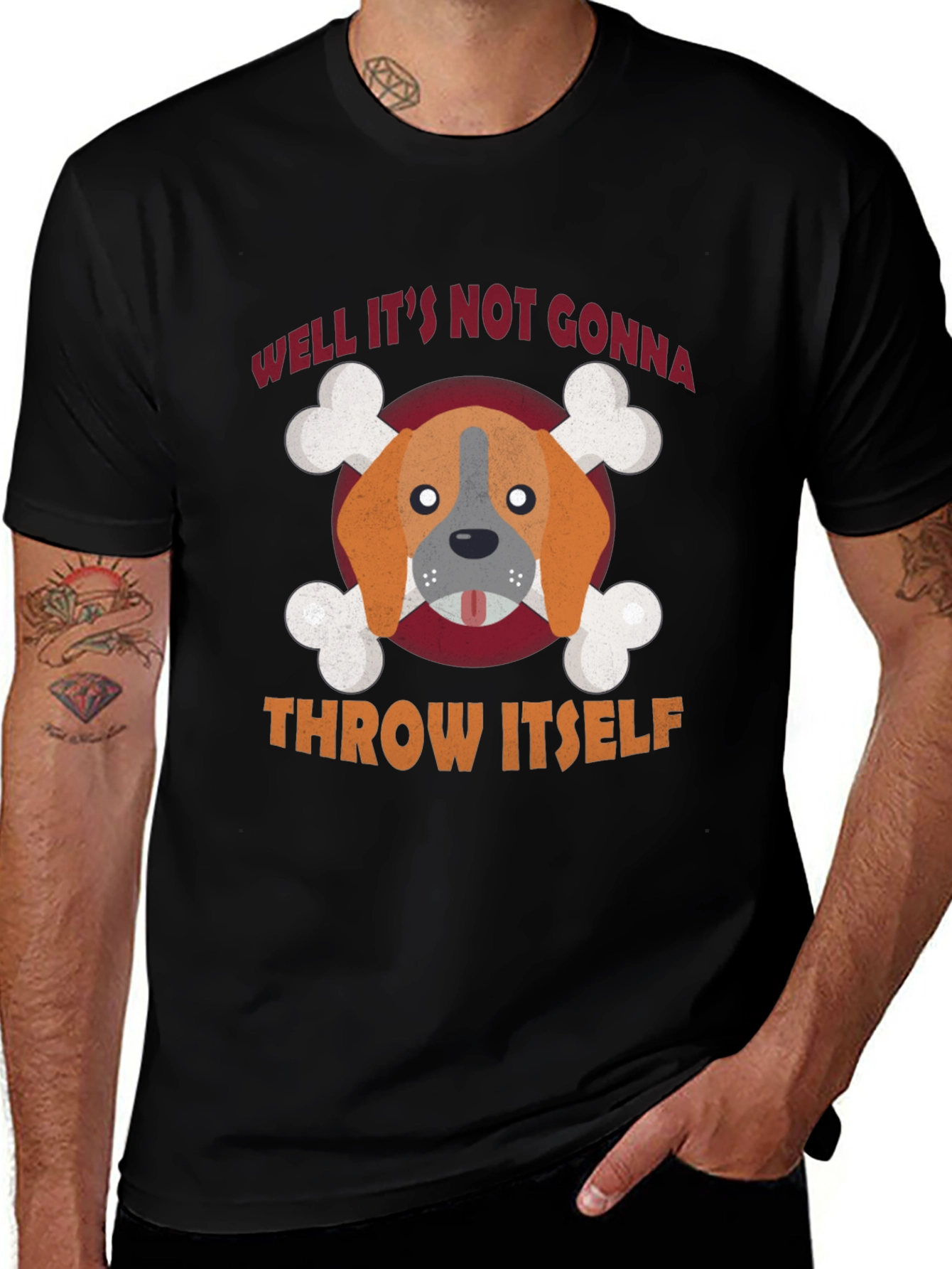 Dog Bone Graphic T-Shirt Funny Slogan Tee