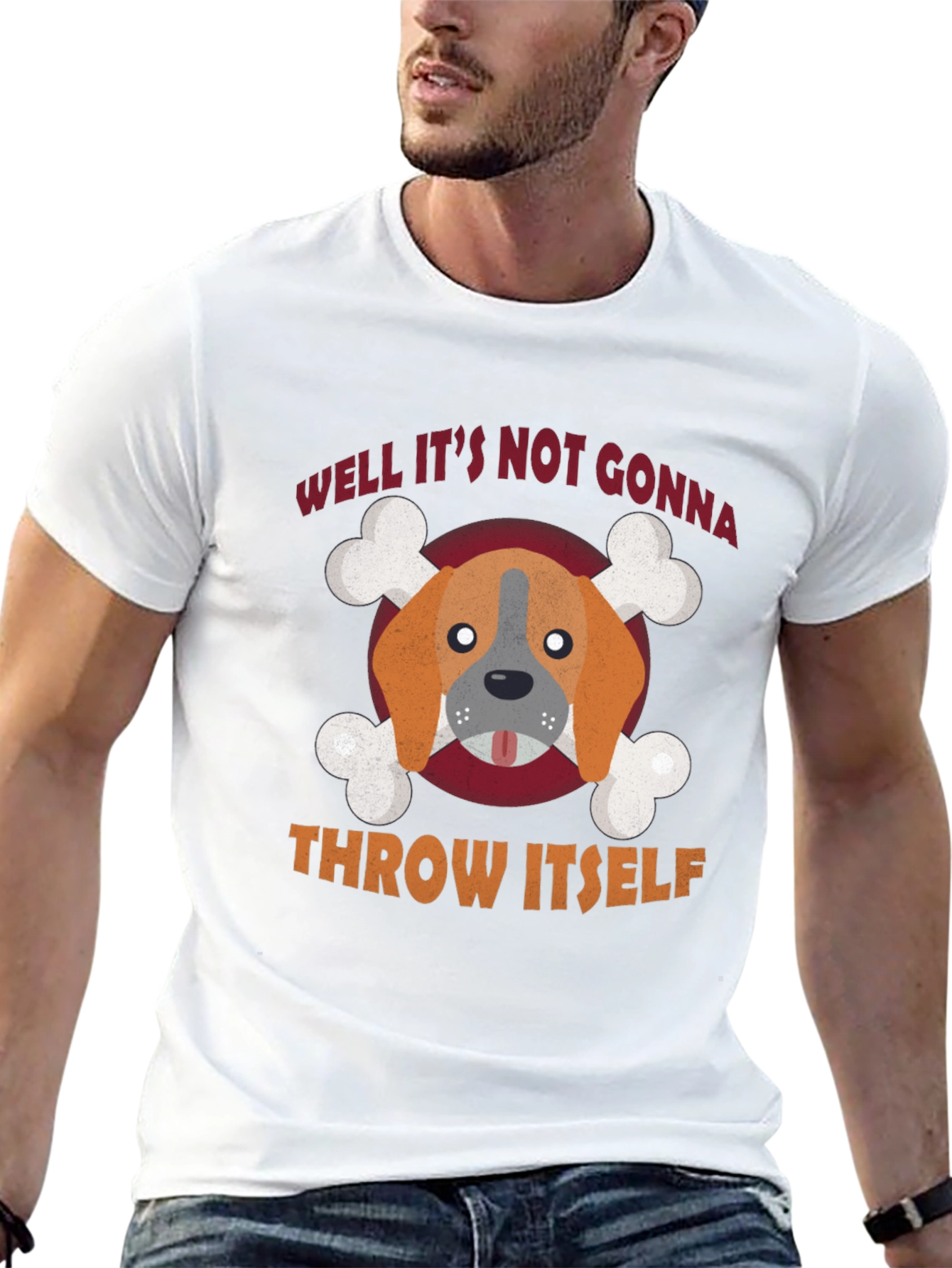 Dog Bone Graphic T-Shirt Funny Slogan Tee