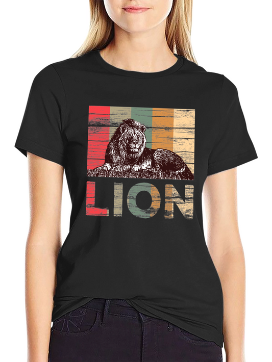 Vintage Lion Graphic Black T-Shirt