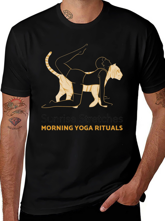 Yoga Cat Stretches Graphic Tee - Morning Rituals Shirt