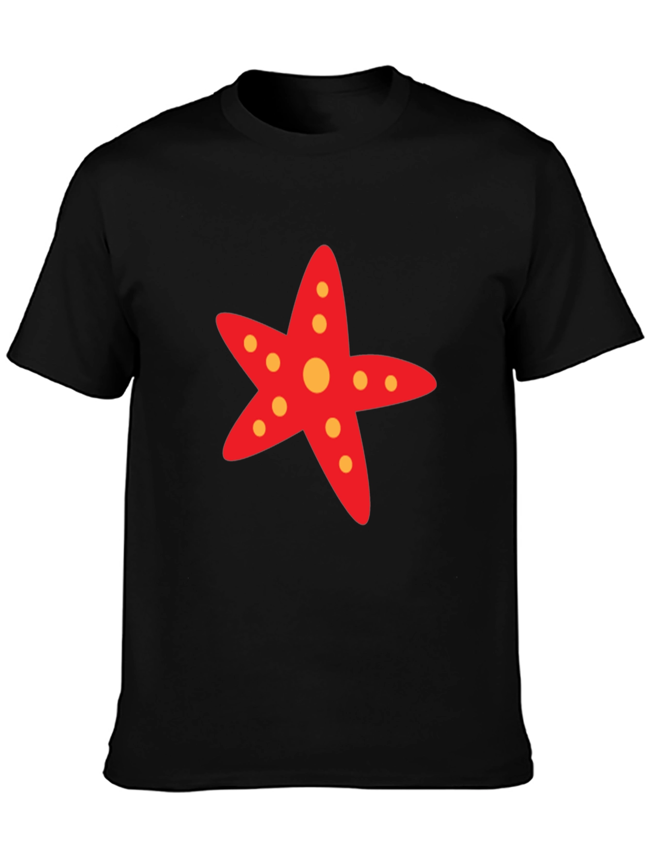 Starfish Graphic Tee - Black Cotton Casual T-Shirt
