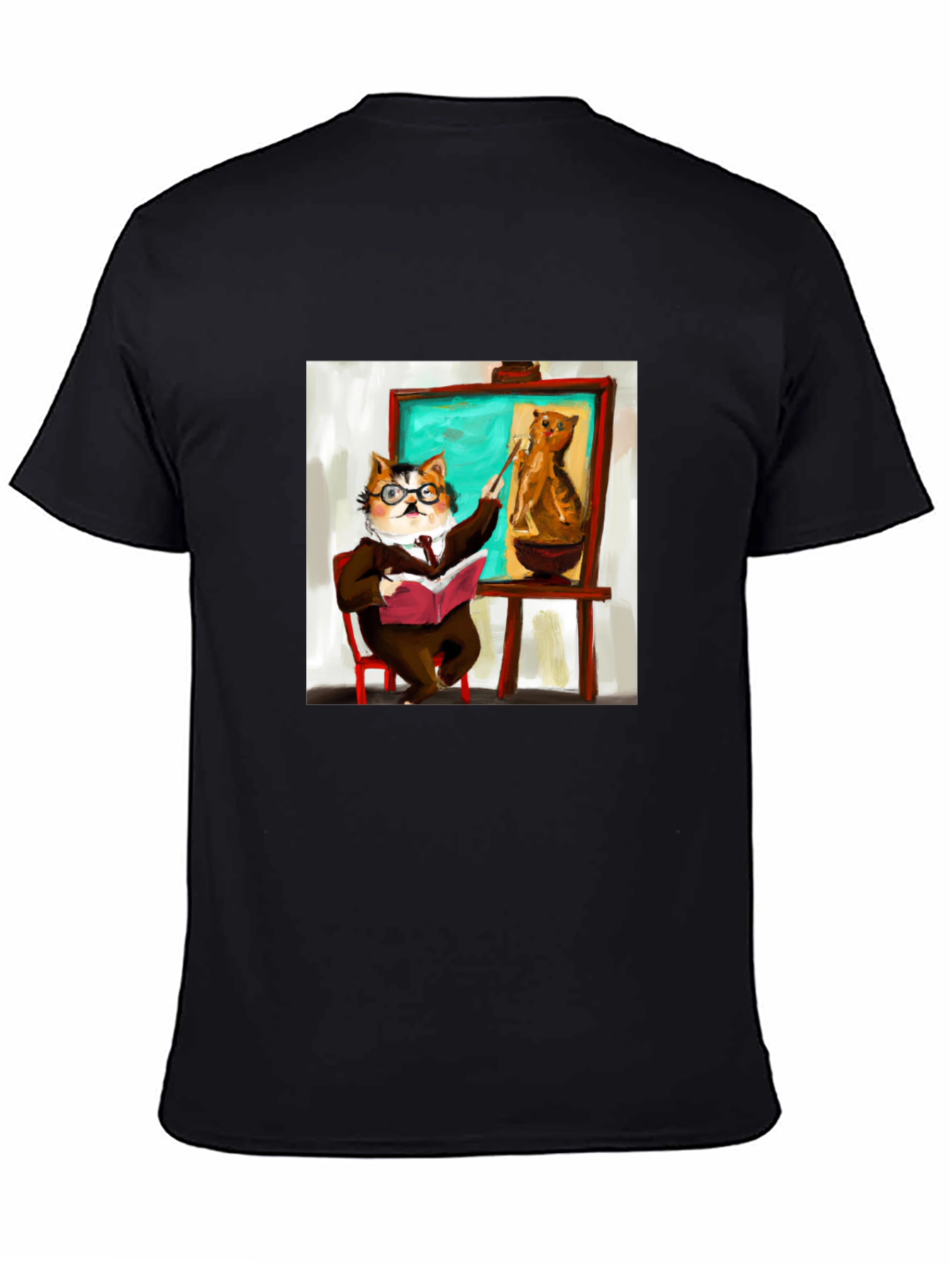 Professor Cat Black T-Shirt - Funny Unique Design