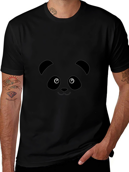 Cute Panda Face Graphic Tee - Black Unisex T-Shirt