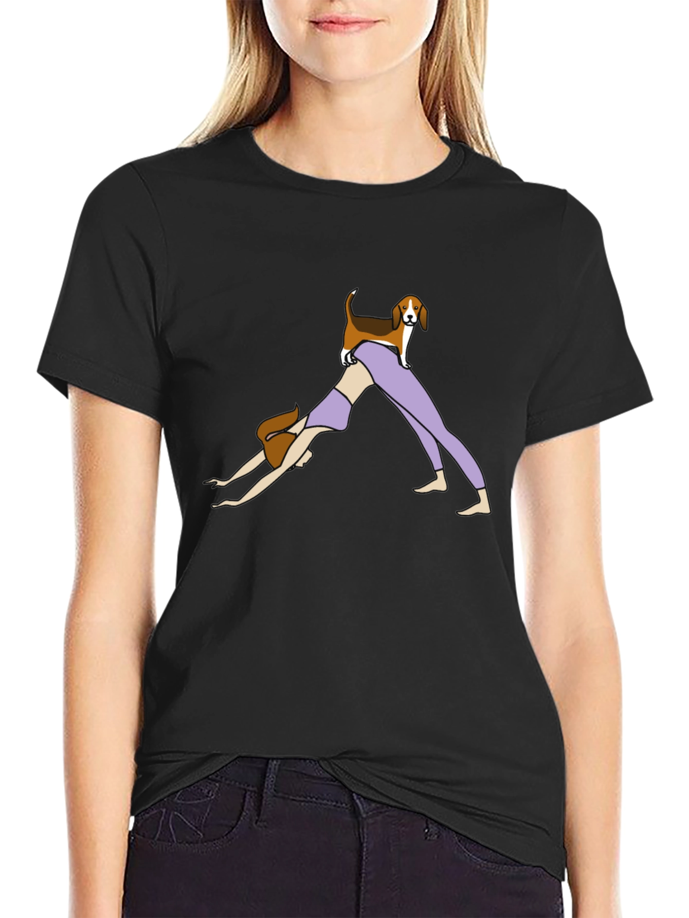 Yoga Dog Graphic Tee - Black Cotton Shirt