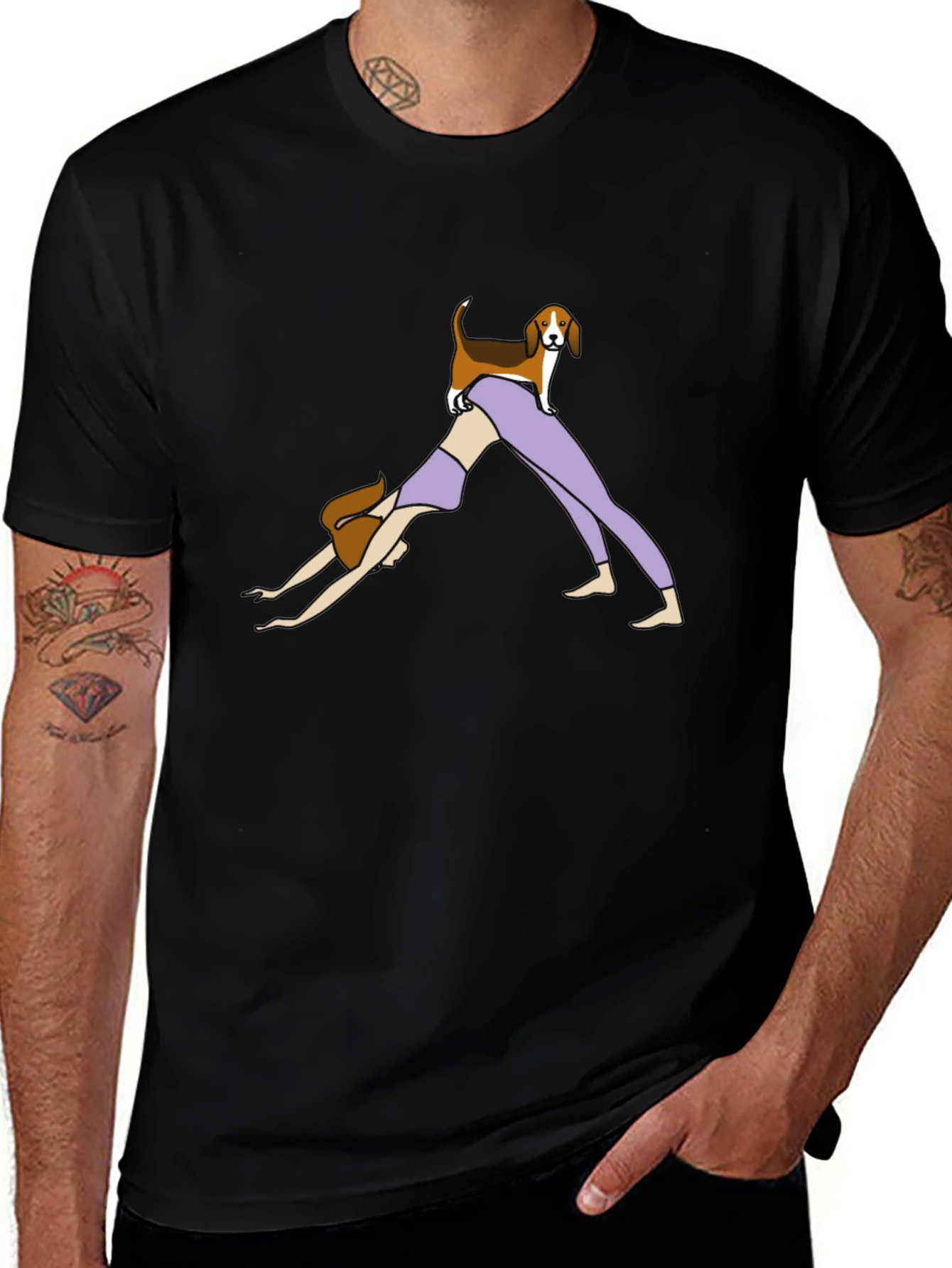 Yoga Dog Graphic Tee - Black Cotton Shirt