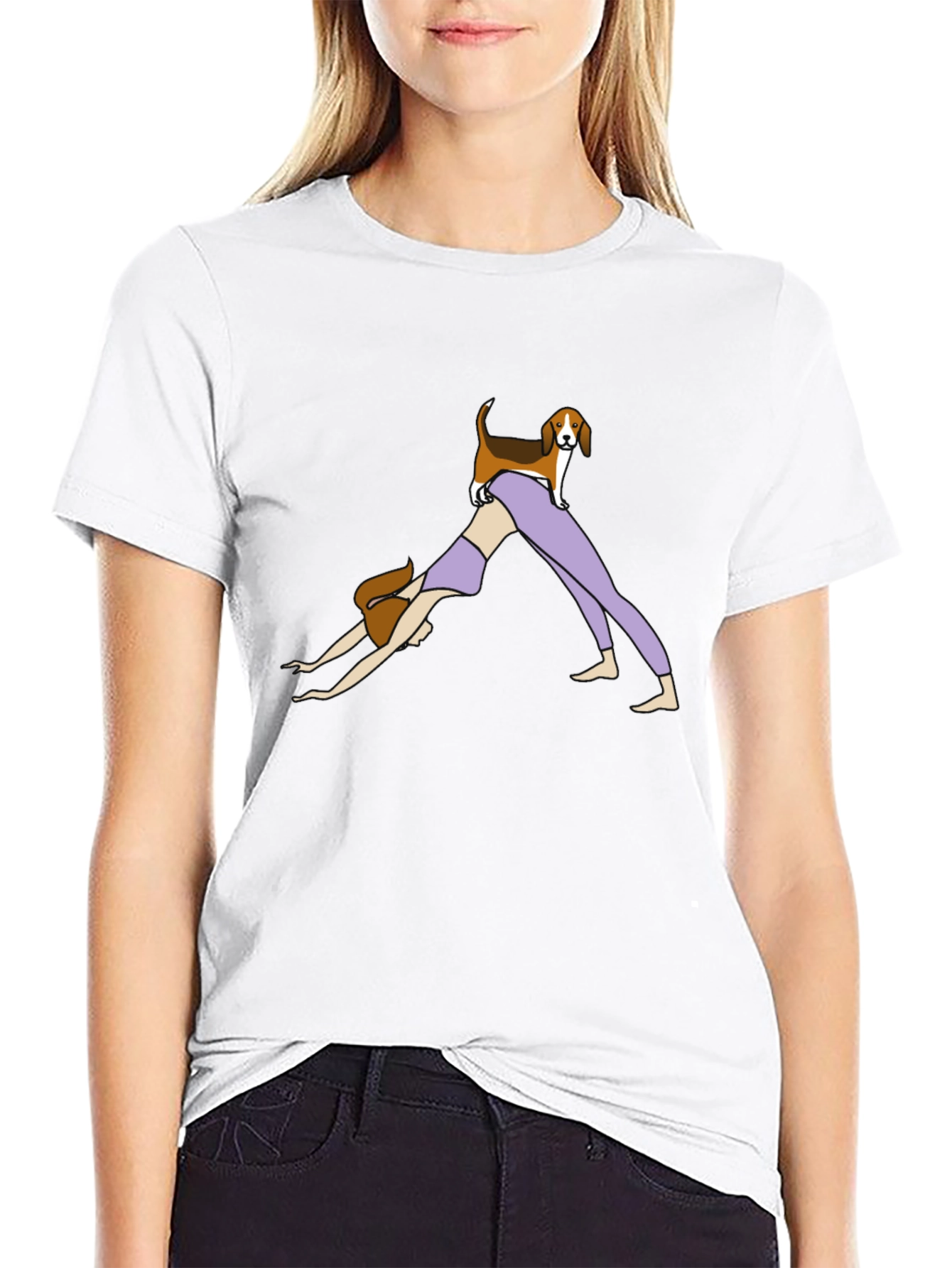 Yoga Dog Graphic Tee - Black Cotton Shirt