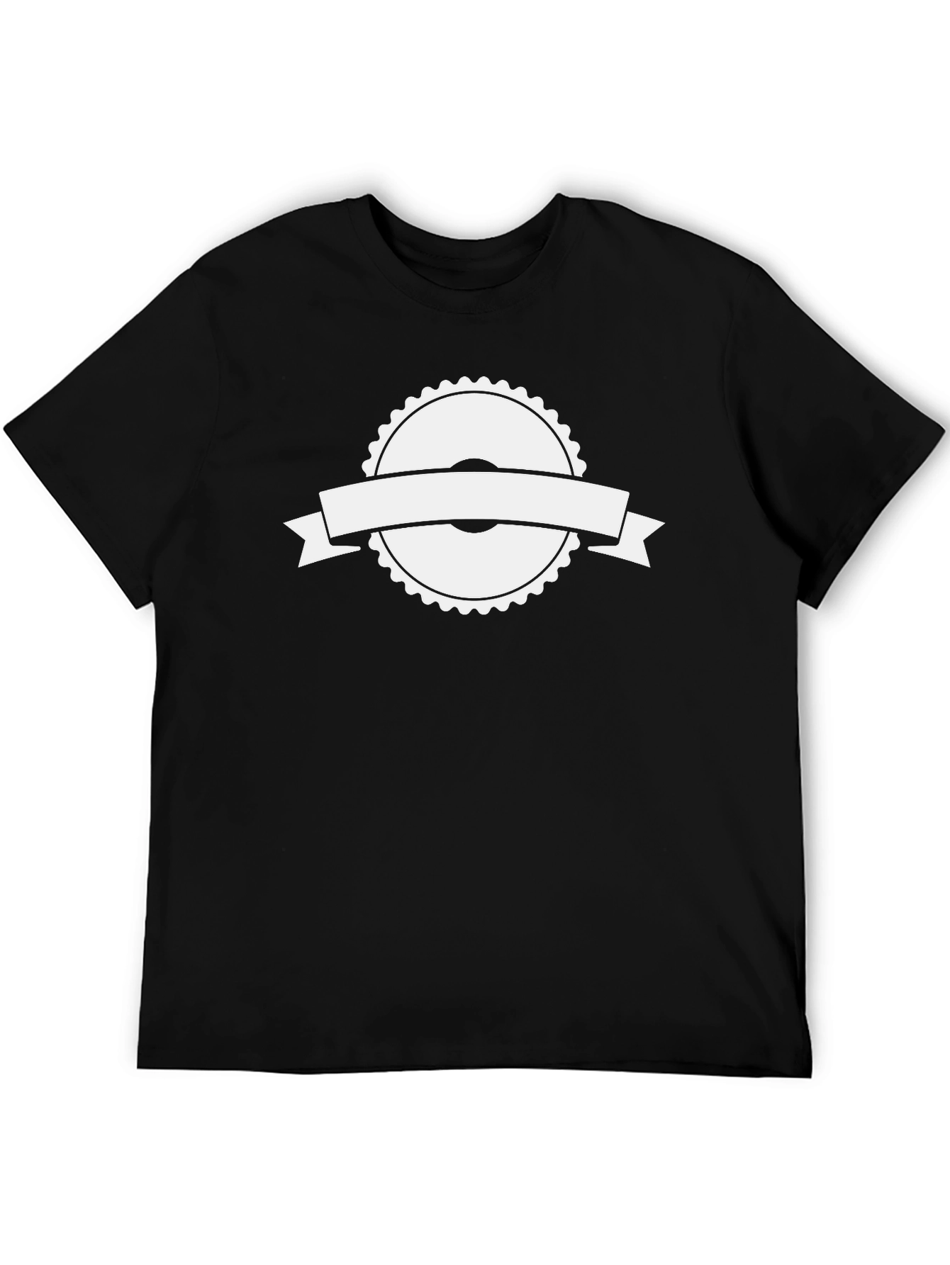 Black T-Shirt with White Ribbon Graphic
