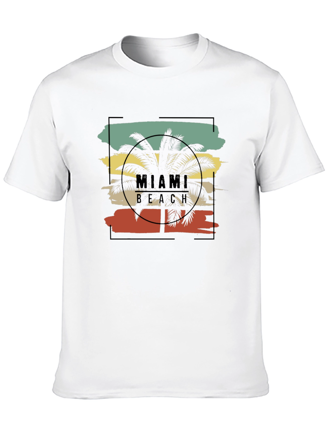 Miami Beach Palm Tree Black T-Shirt