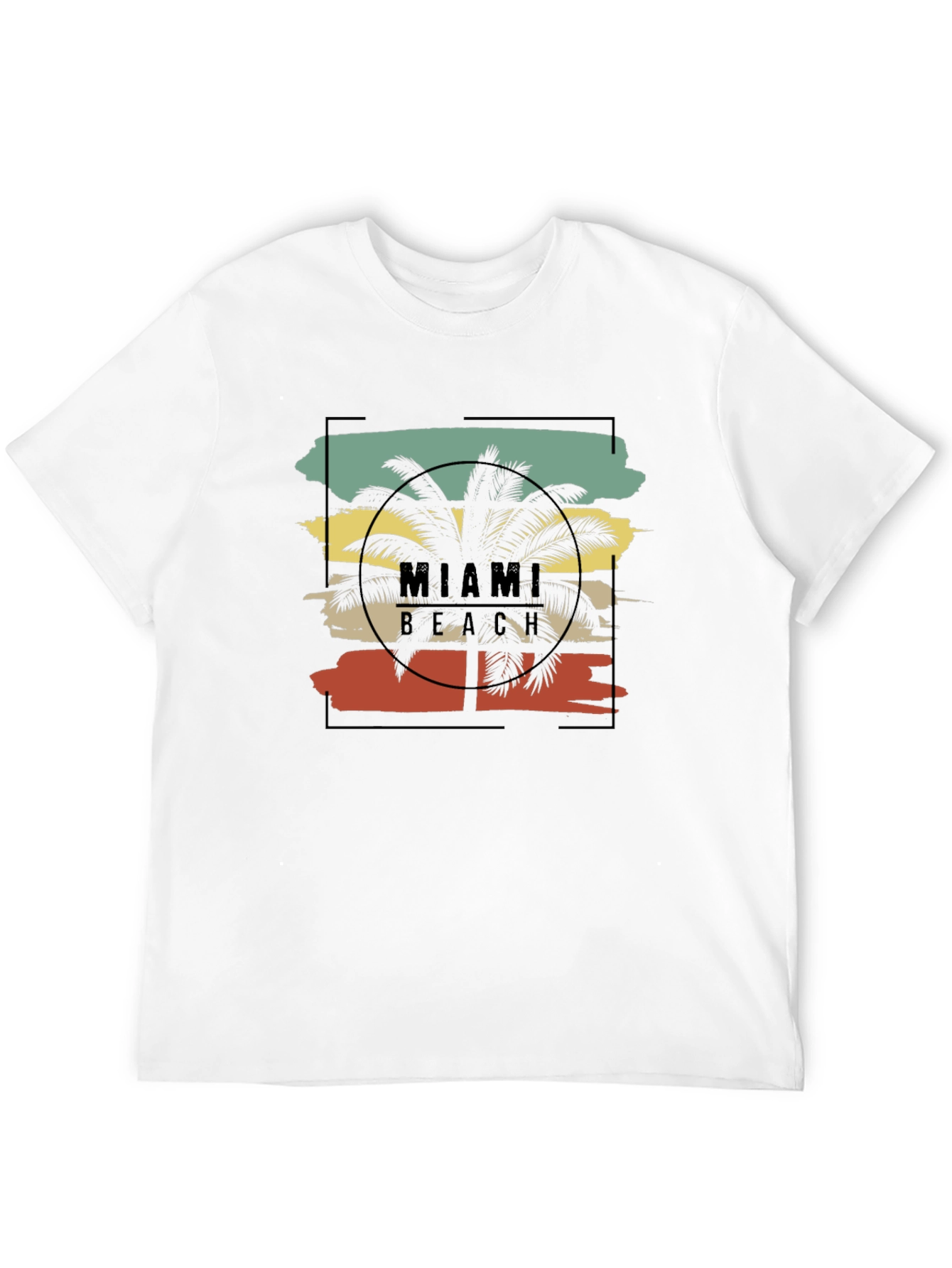 Miami Beach Palm Tree Black T-Shirt
