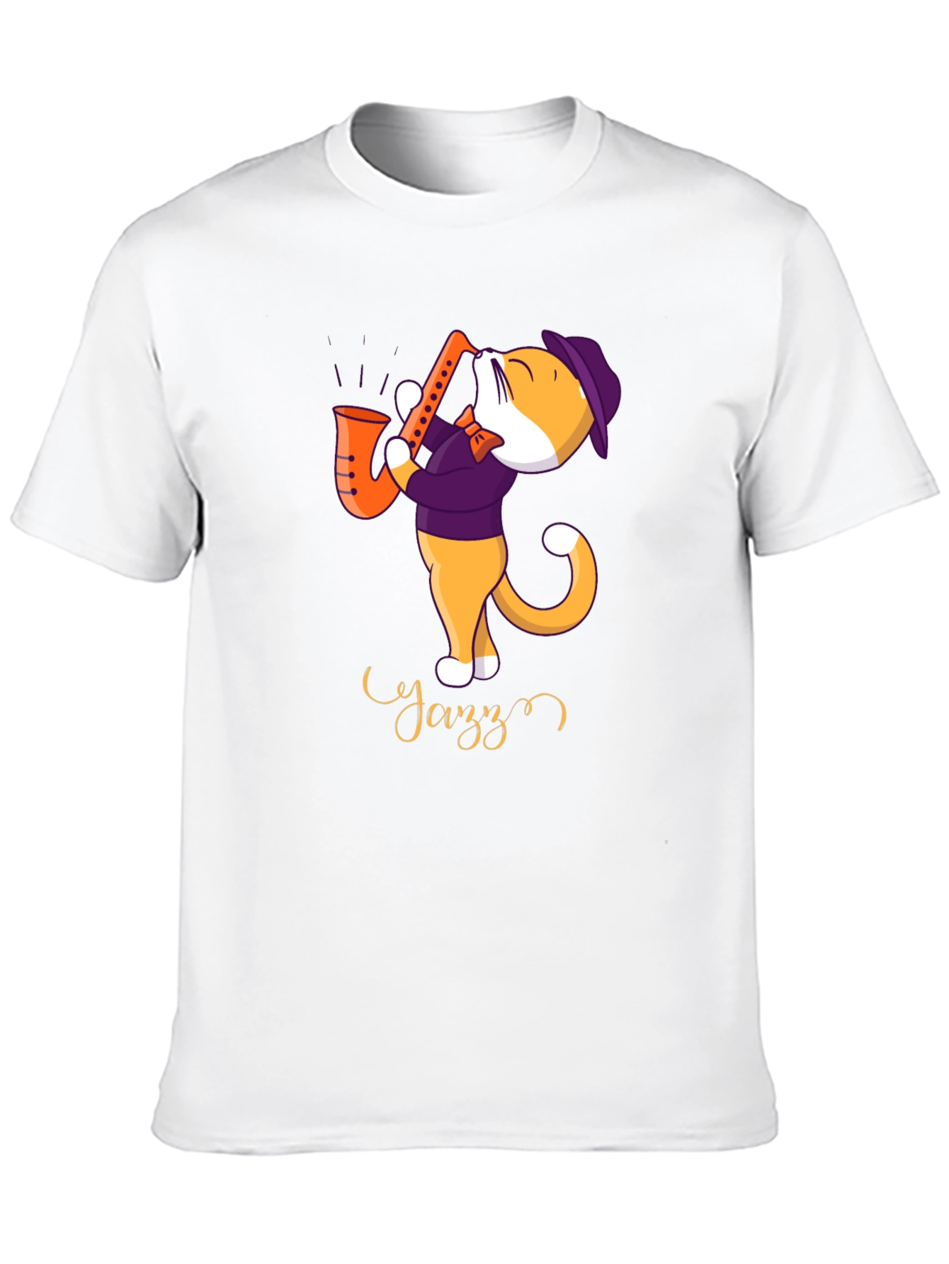 Jazz Cat T-Shirt - Cool Cat Playing Saxophone