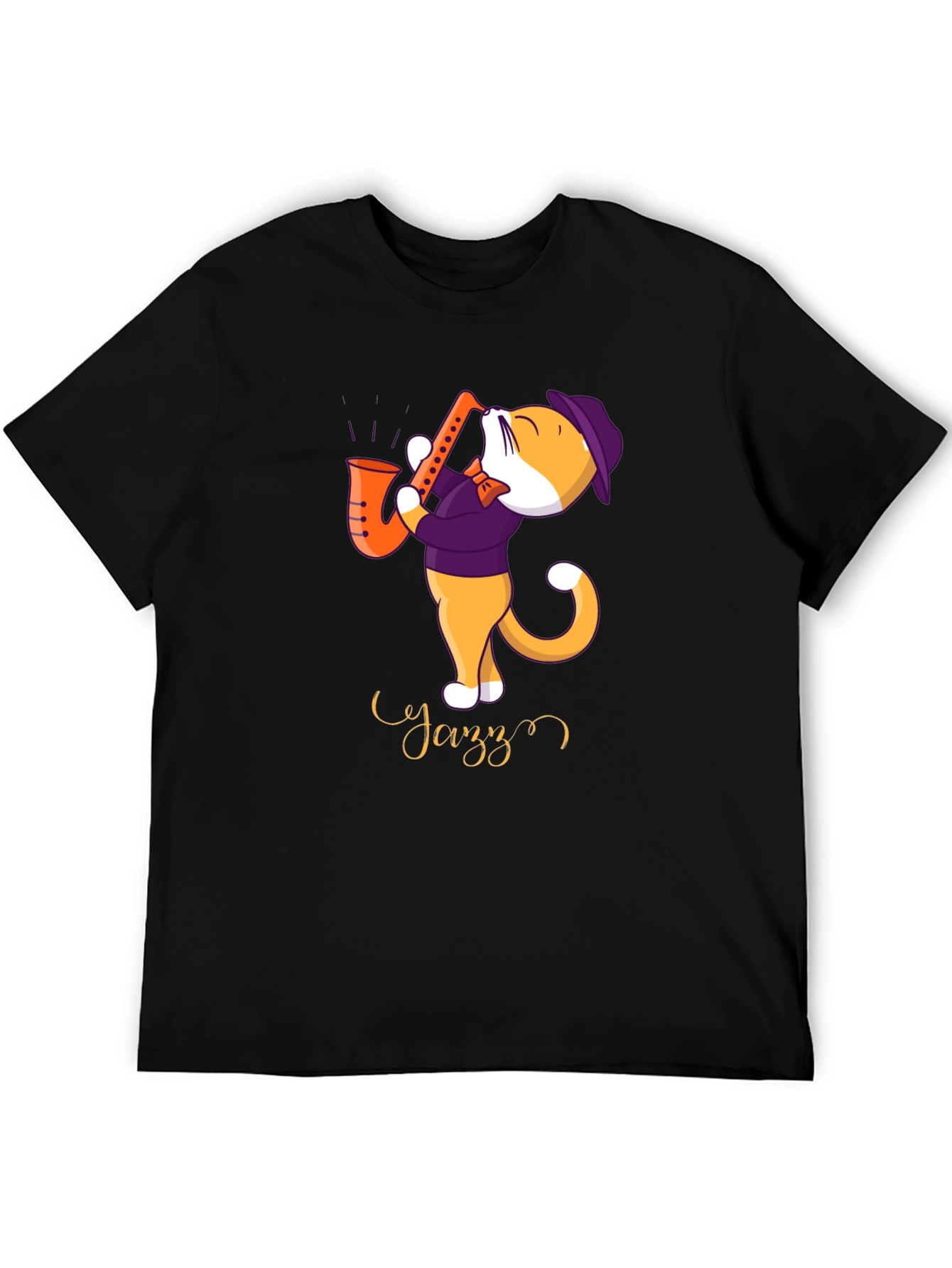 Jazz Cat T-Shirt - Cool Cat Playing Saxophone