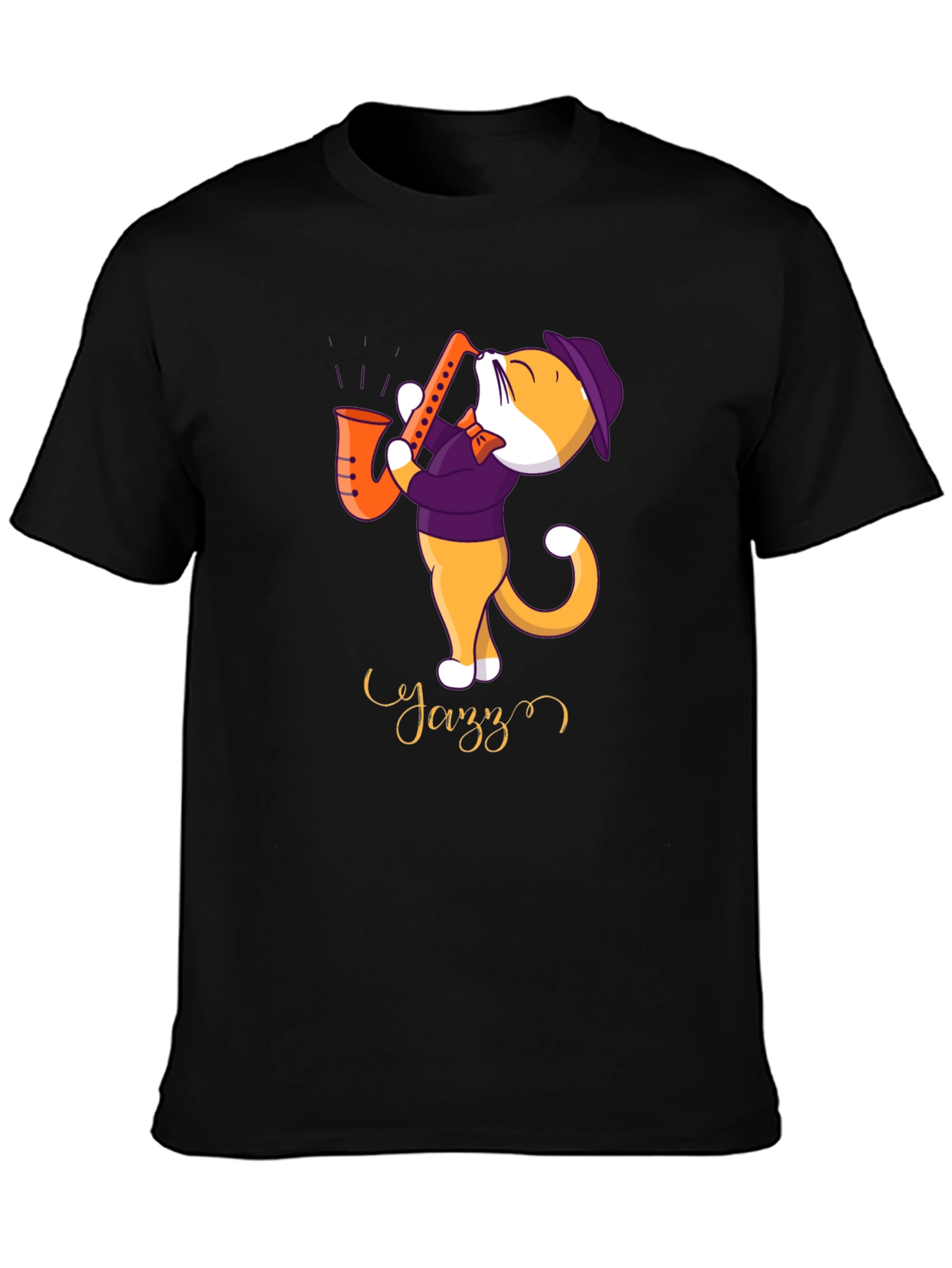 Jazz Cat T-Shirt - Cool Cat Playing Saxophone