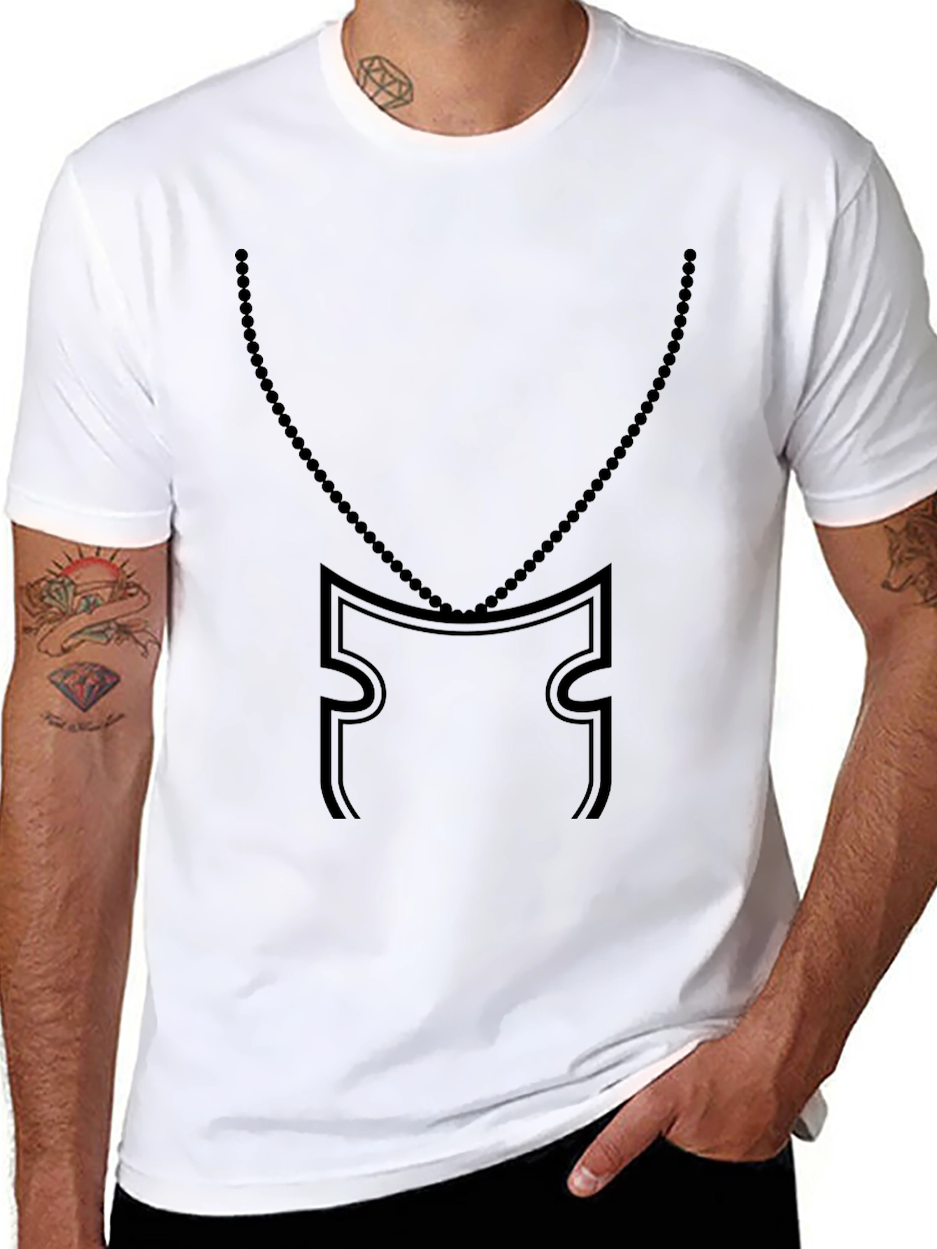 Black Graphic Tee - Necklace Design