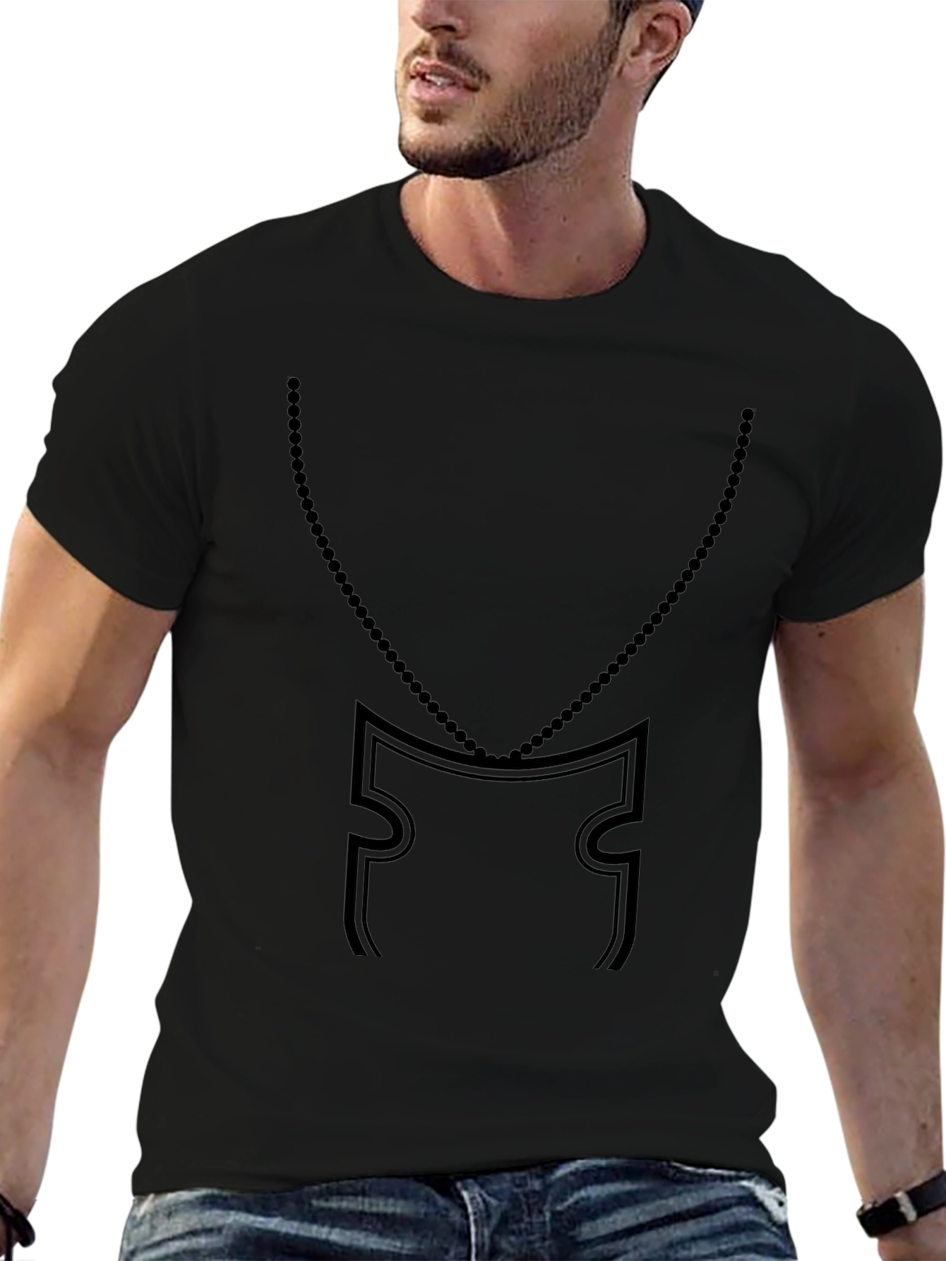 Black Graphic Tee - Necklace Design