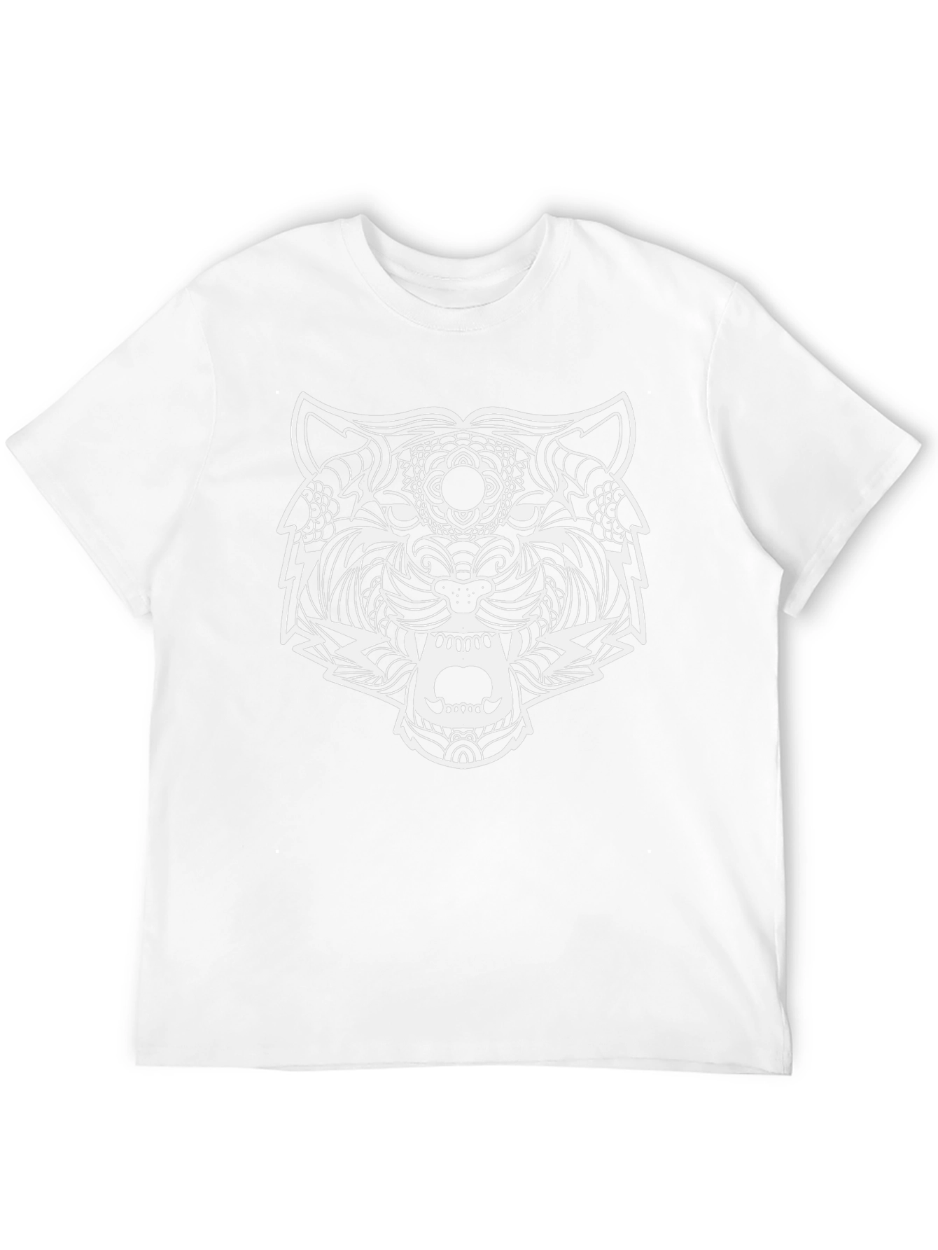 Black T-Shirt with Ornate Tiger Graphic