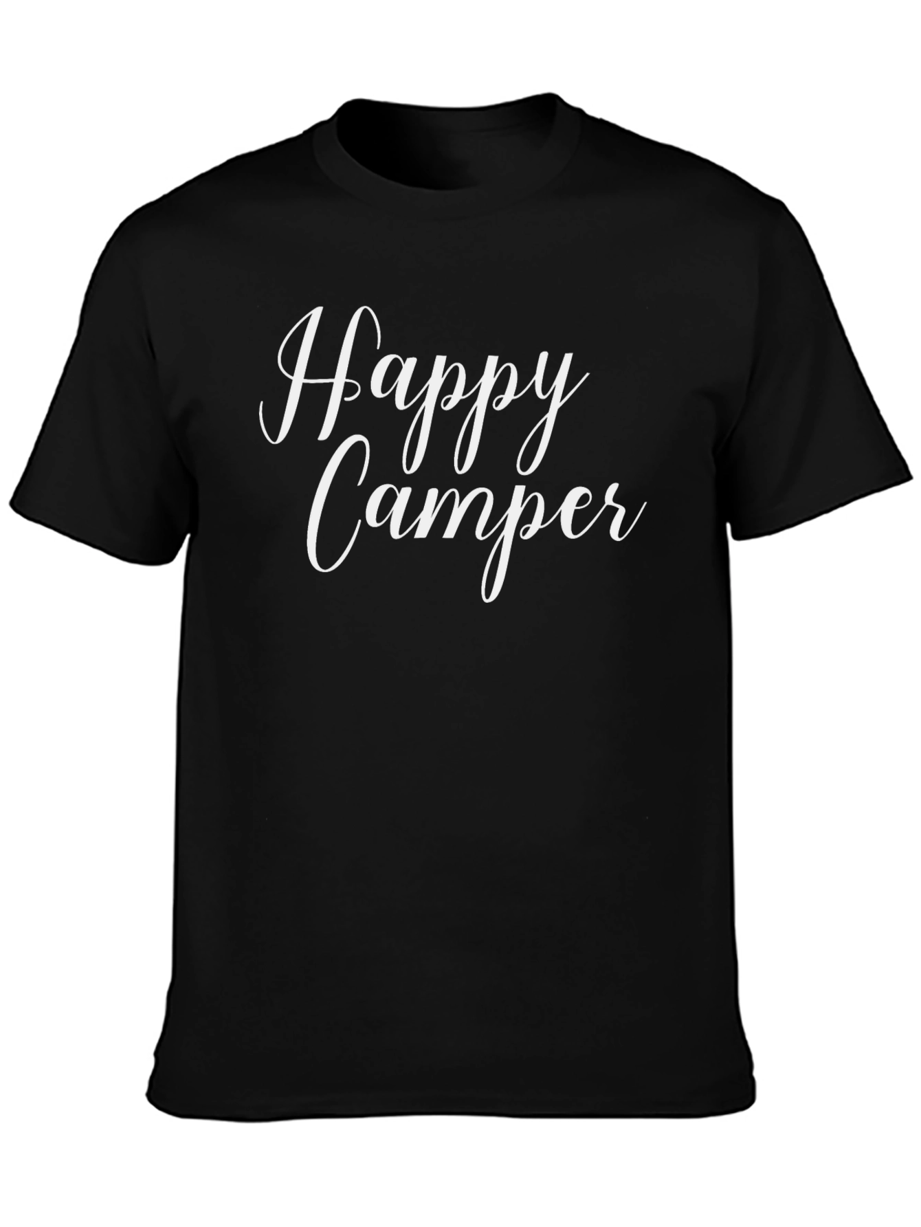 Happy Camper Graphic Tee - Black Cotton T-Shirt