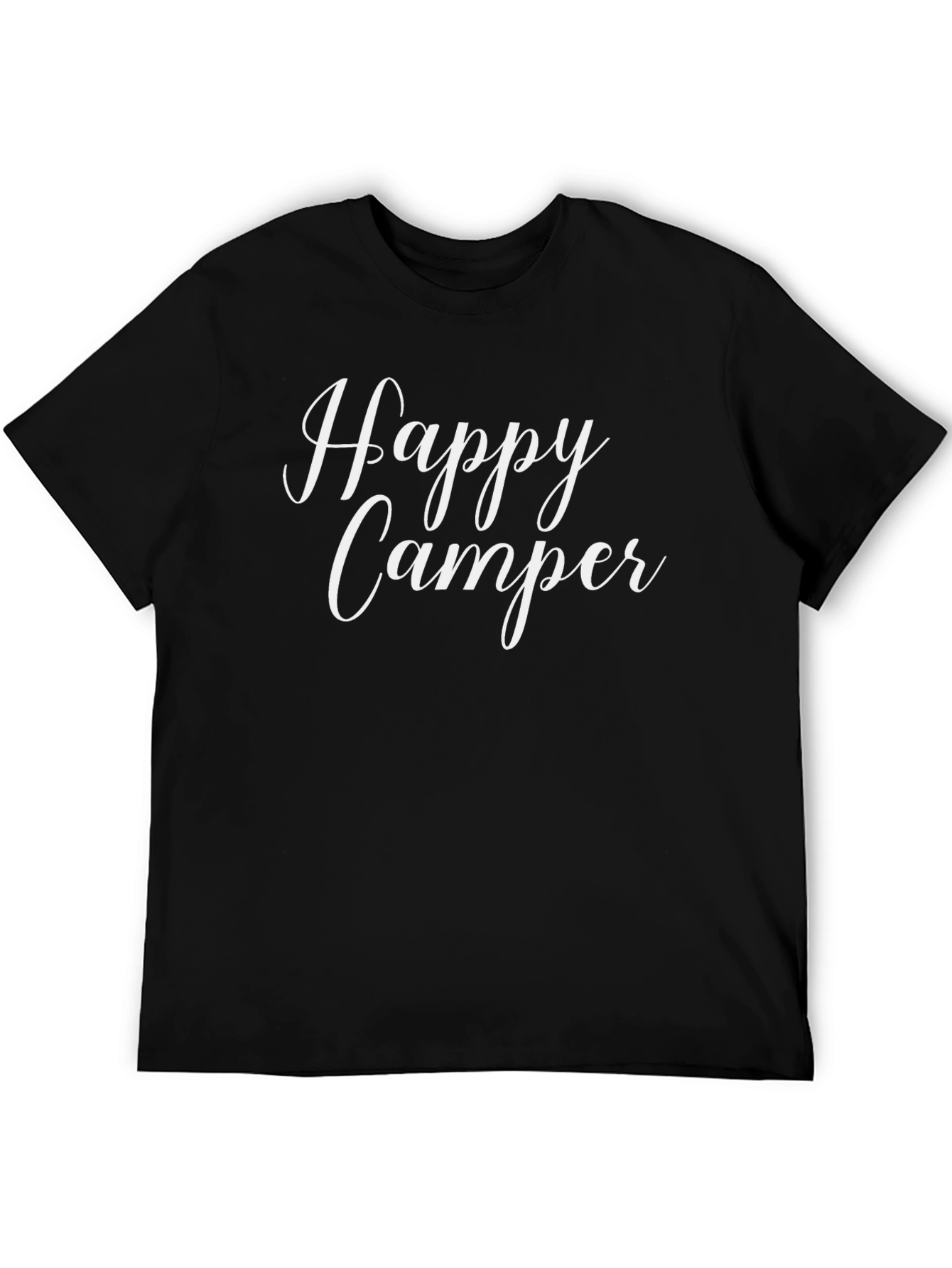 Happy Camper Graphic Tee - Black Cotton T-Shirt