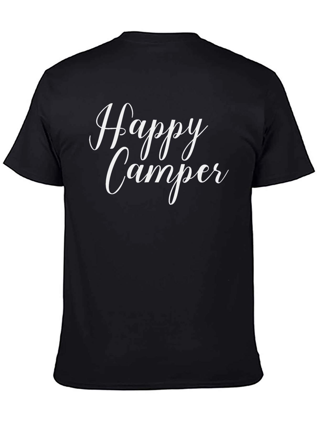 Happy Camper Graphic Tee - Black Cotton T-Shirt