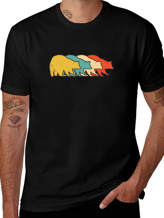 Retro Bear T-Shirt - Vintage Style Black Tee