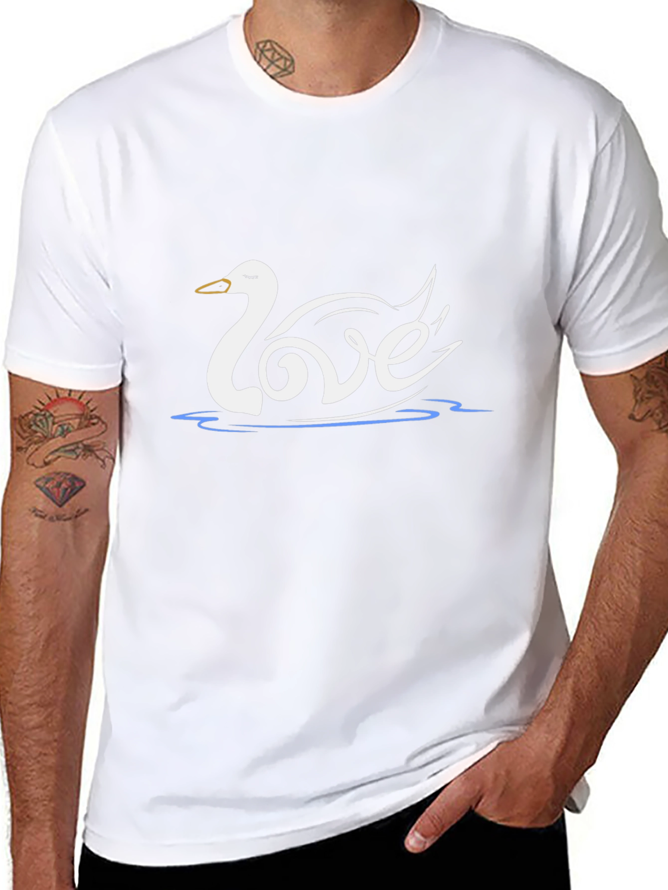 Love Swan Graphic Tee - Stylish Black T-Shirt