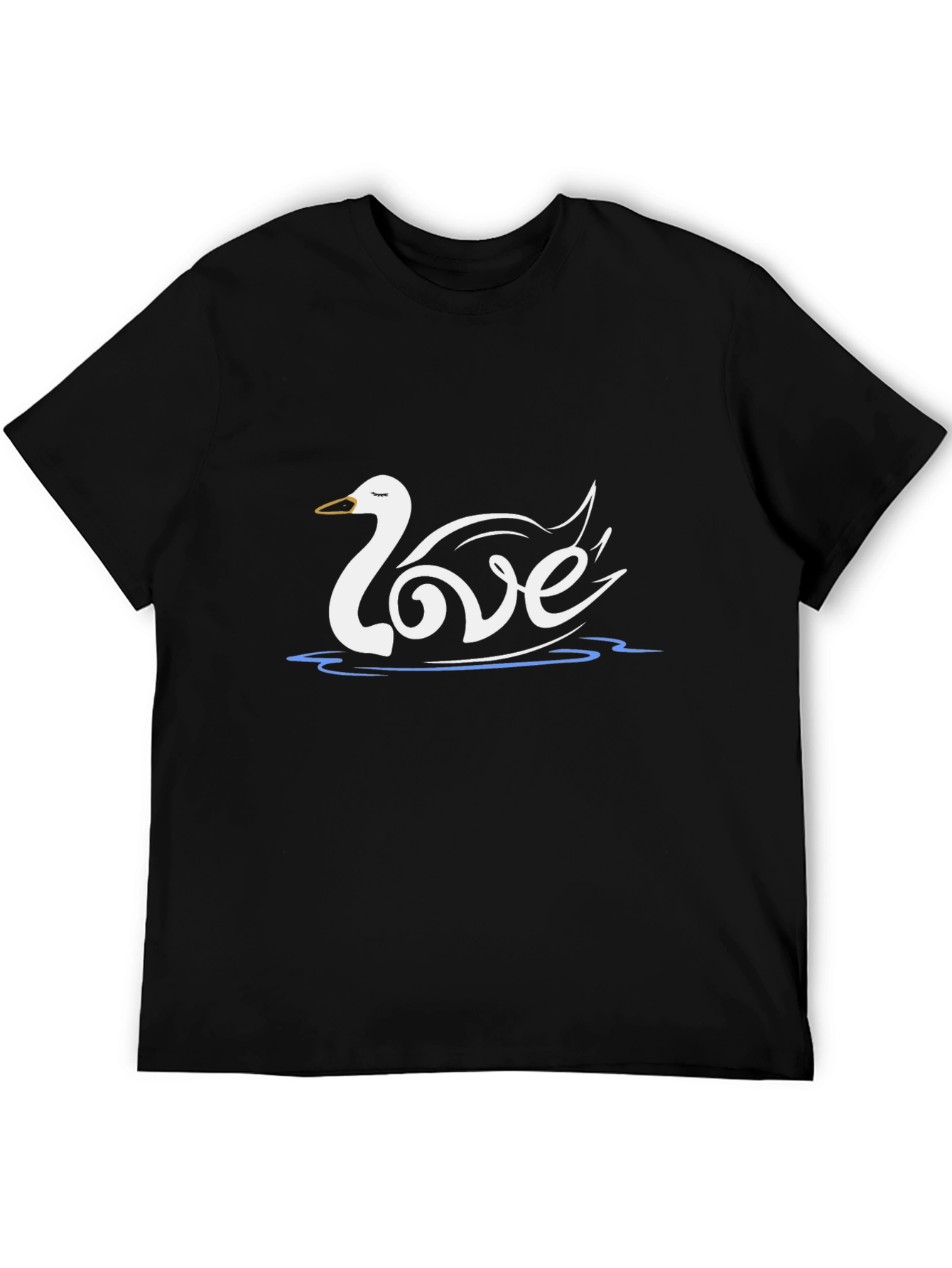 Love Swan Graphic Tee - Stylish Black T-Shirt
