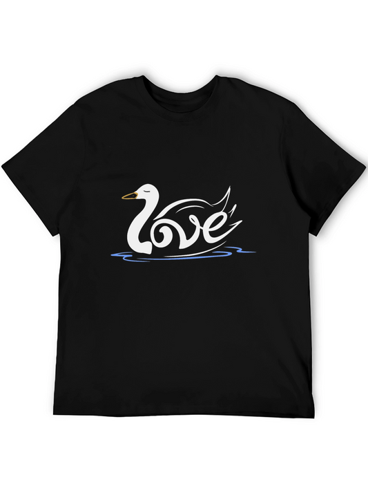 Love Swan Graphic Tee - Stylish Black T-Shirt