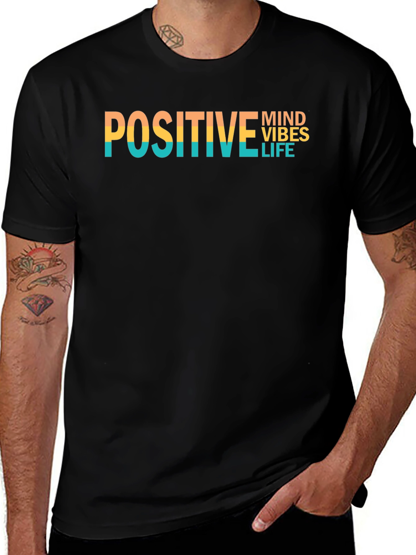 Positive Vibes Graphic Tee - Black Cotton T-Shirt