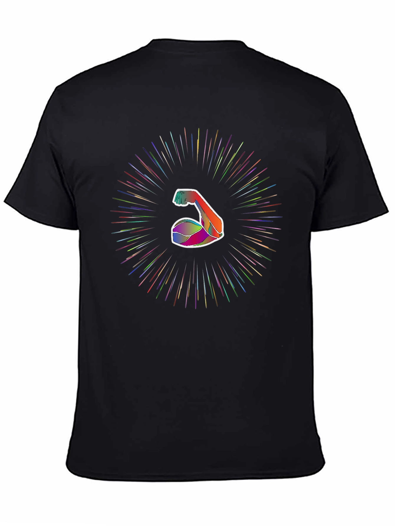 Rainbow Muscle Tee - Stylish Graphic Print Black T-Shirt