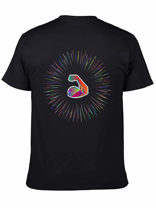 Rainbow Muscle Tee - Stylish Graphic Print Black T-Shirt