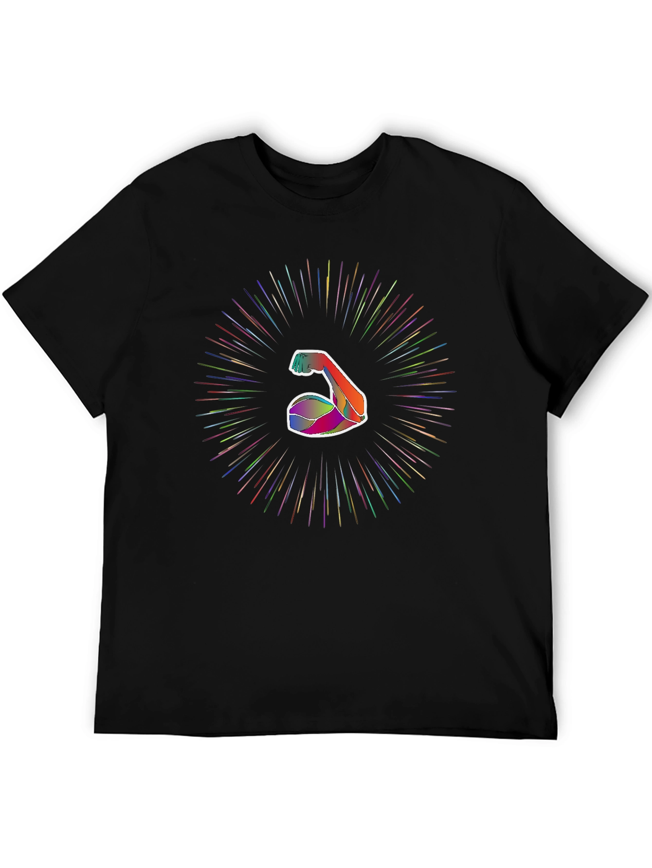 Rainbow Muscle Tee - Stylish Graphic Print Black T-Shirt