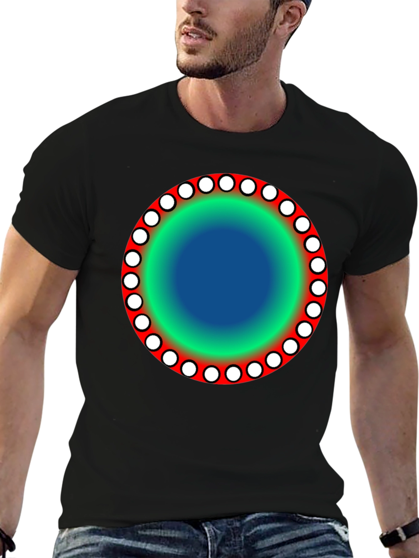 Abstract Circle Graphic Black T-Shirt