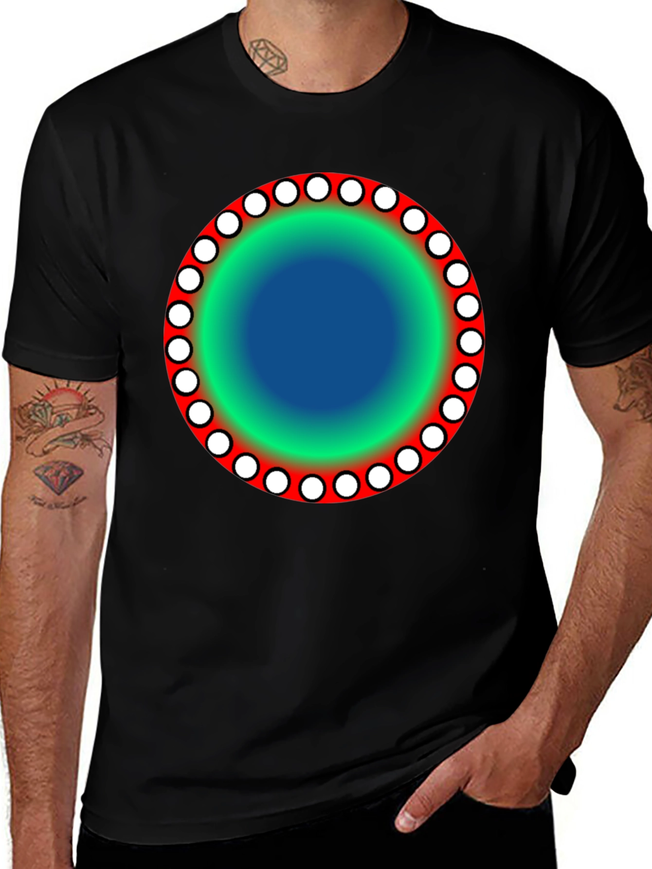 Abstract Circle Graphic Black T-Shirt