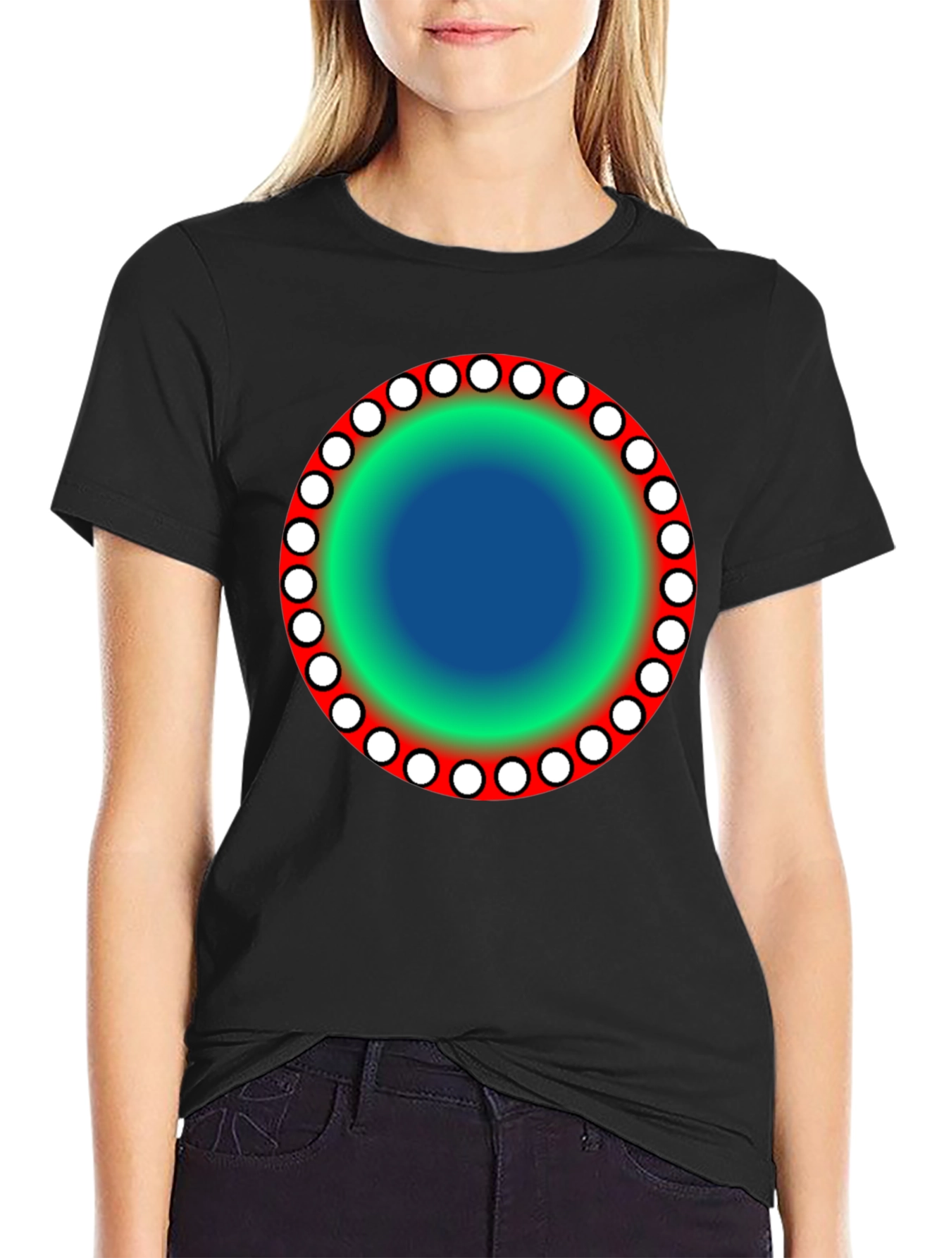 Abstract Circle Graphic Black T-Shirt