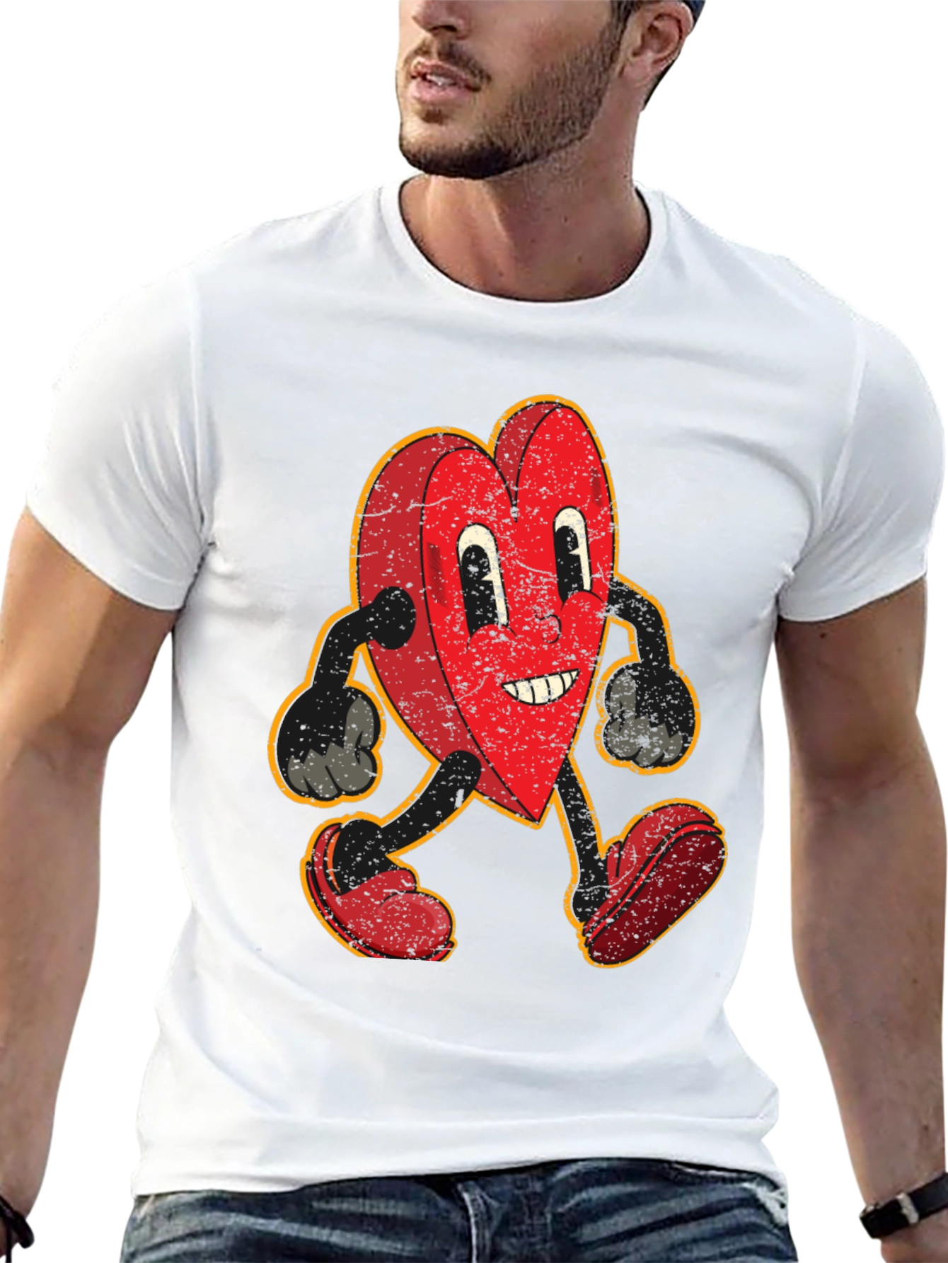 Retro Heart Cartoon Graphic T-Shirt