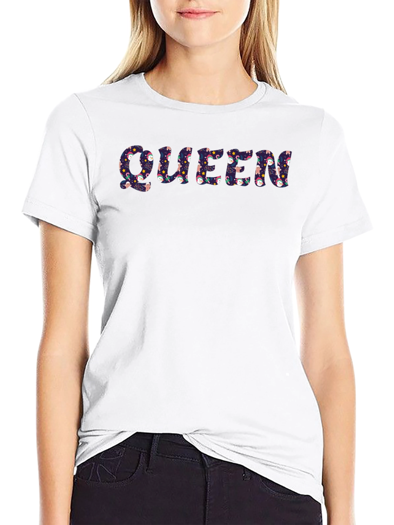 Queen Winter Pattern Mens Black T-Shirt