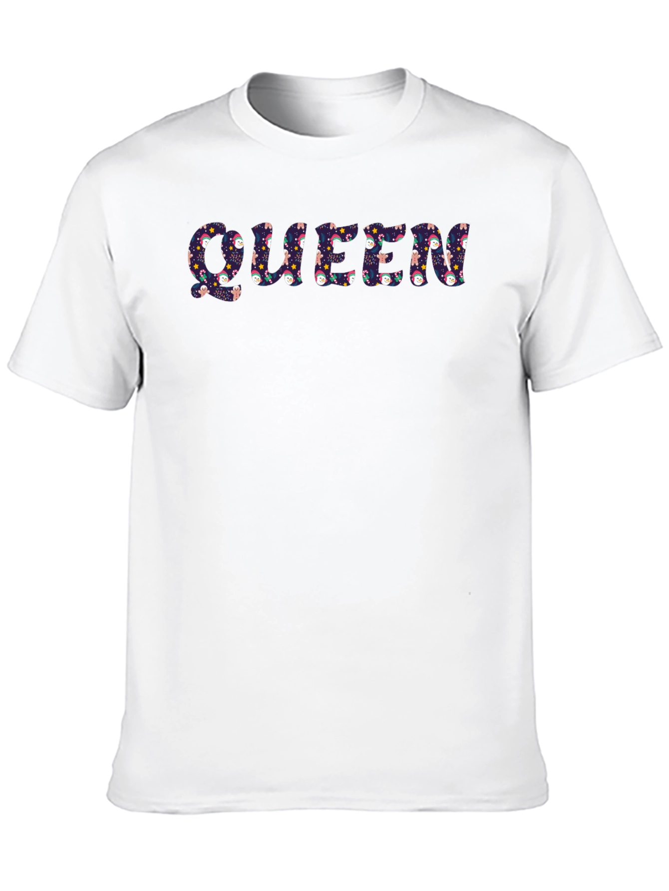 Queen Winter Pattern Mens Black T-Shirt
