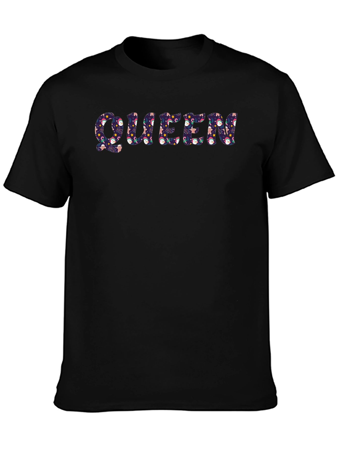Queen Winter Pattern Mens Black T-Shirt