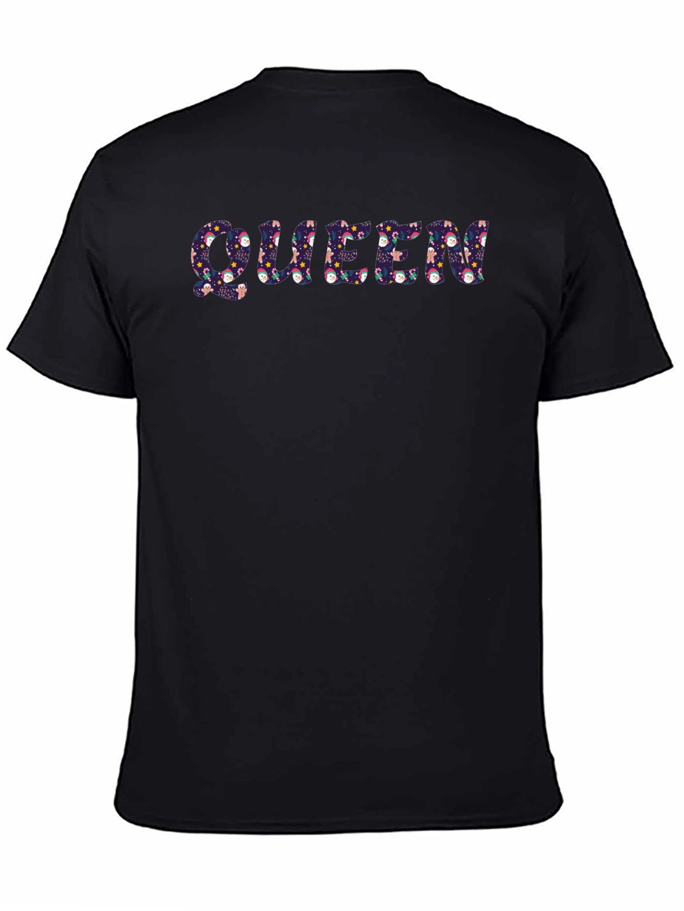 Queen Winter Pattern Mens Black T-Shirt