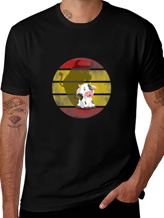 Cute Cow Spain Flag T-Shirt - Novelty Cartoon Animal Tee