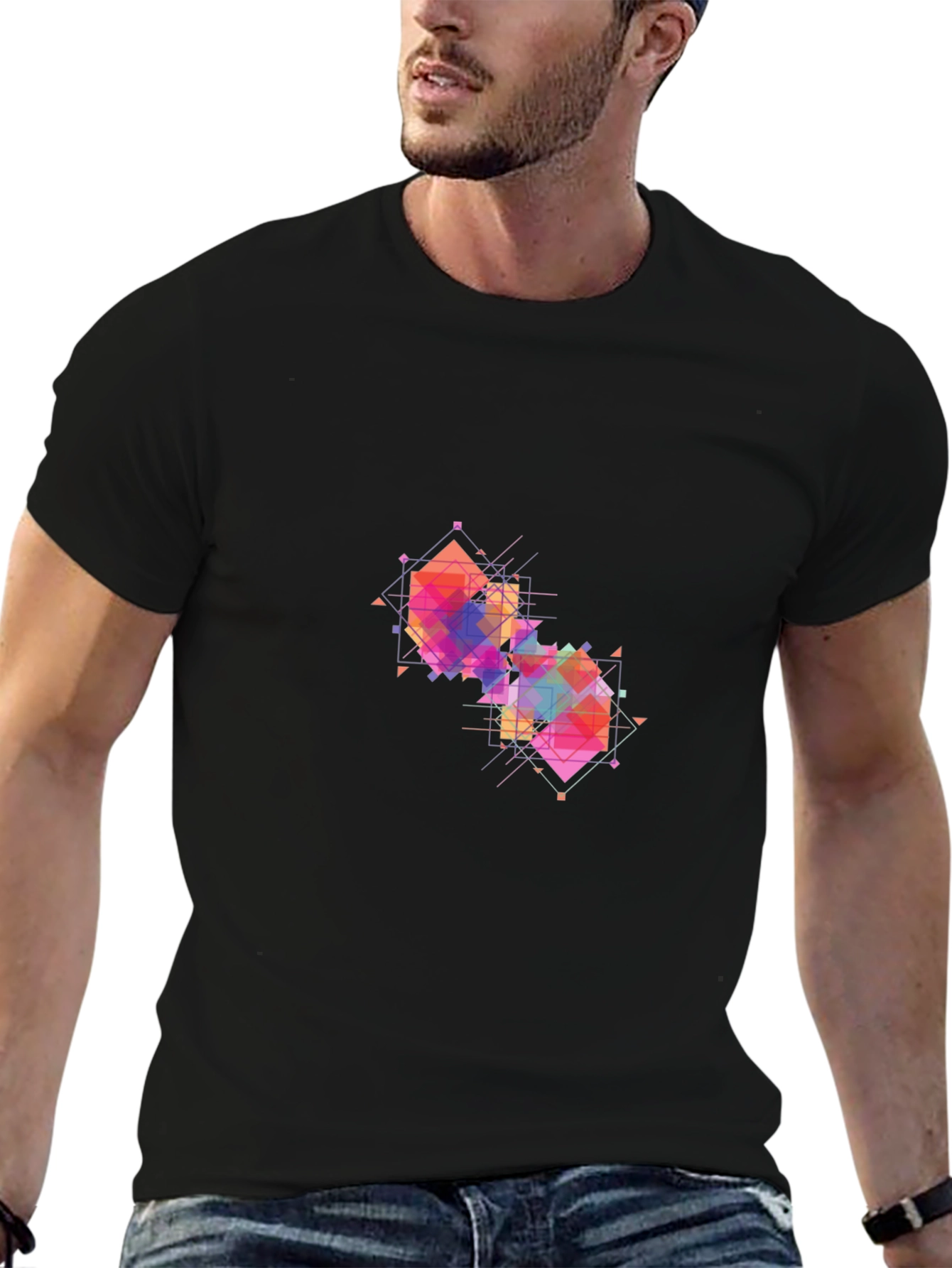 Geometric Prism Black T-Shirt