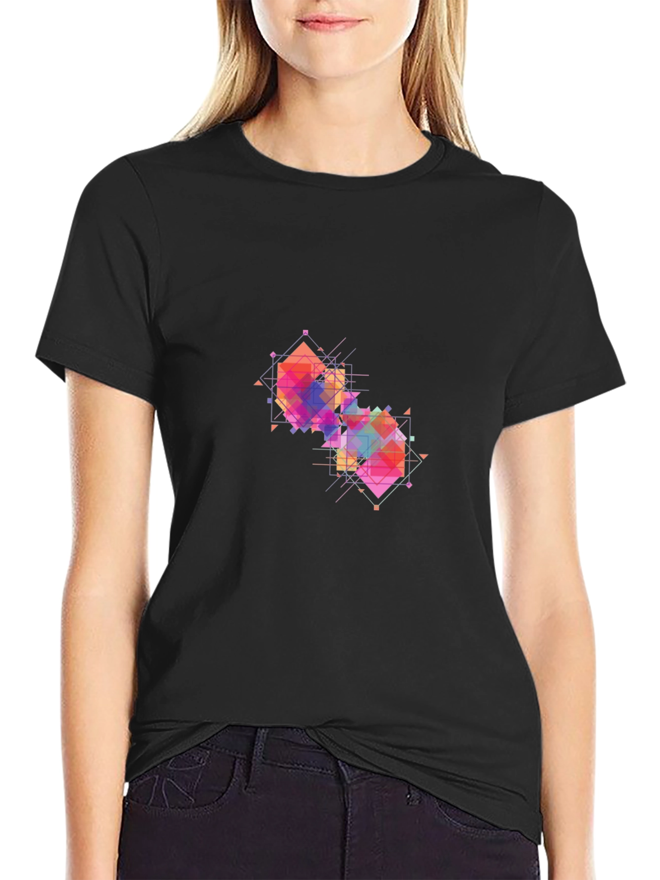 Geometric Prism Black T-Shirt