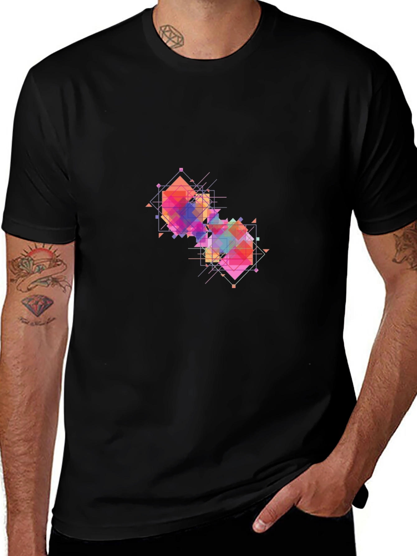 Geometric Prism Black T-Shirt