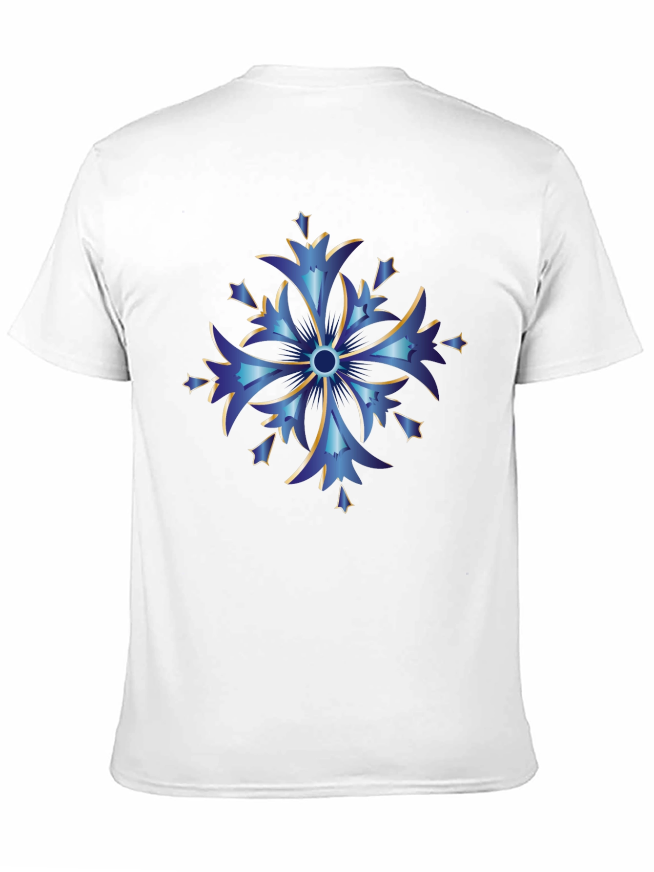 Blue Snowflake Graphic Tee - Stylish Mens Black T-Shirt