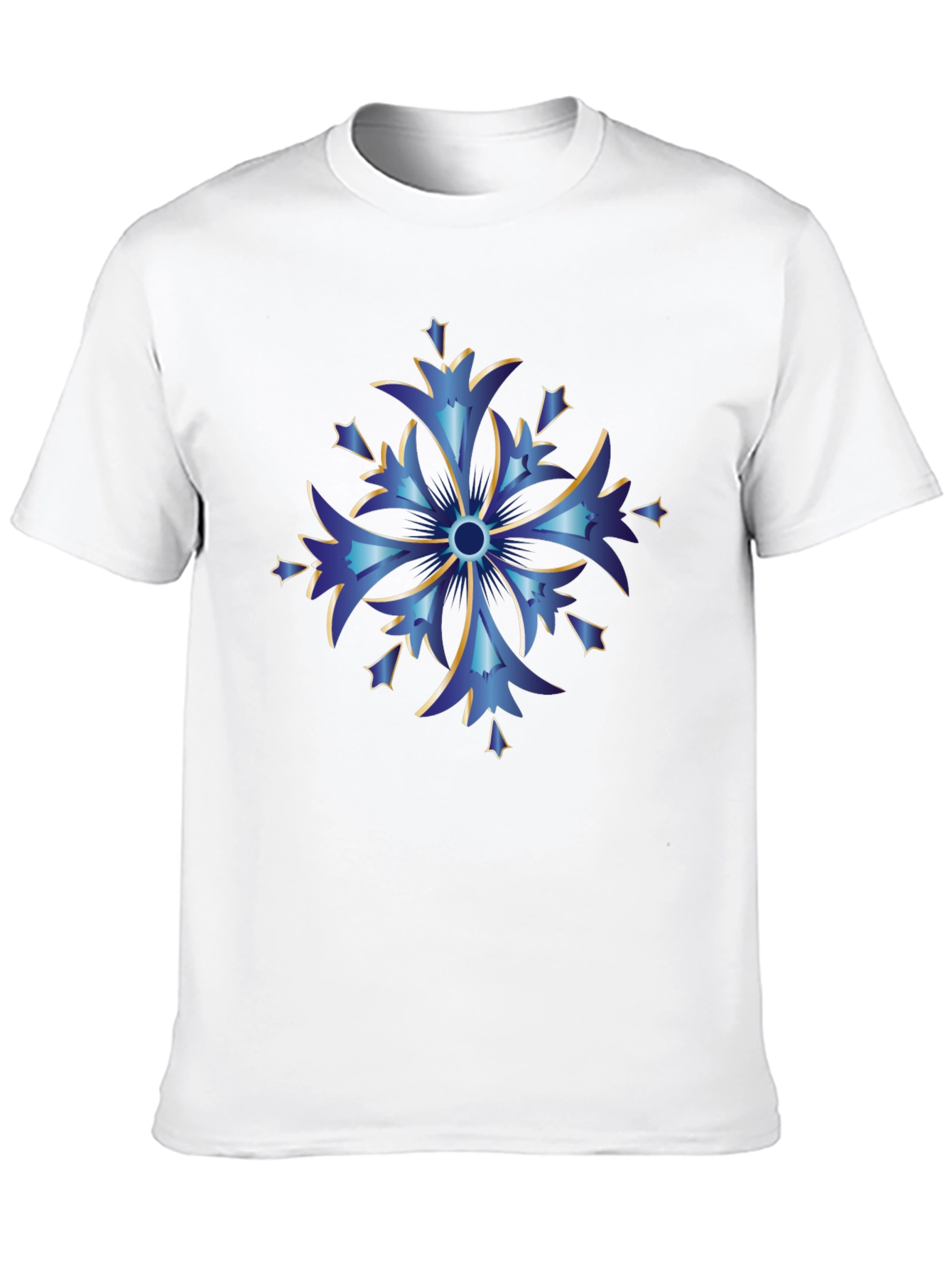 Blue Snowflake Graphic Tee - Stylish Mens Black T-Shirt