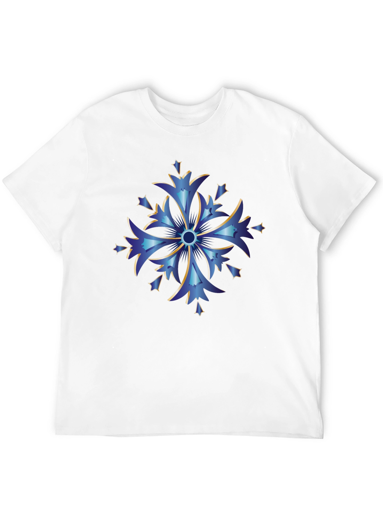 Blue Snowflake Graphic Tee - Stylish Mens Black T-Shirt