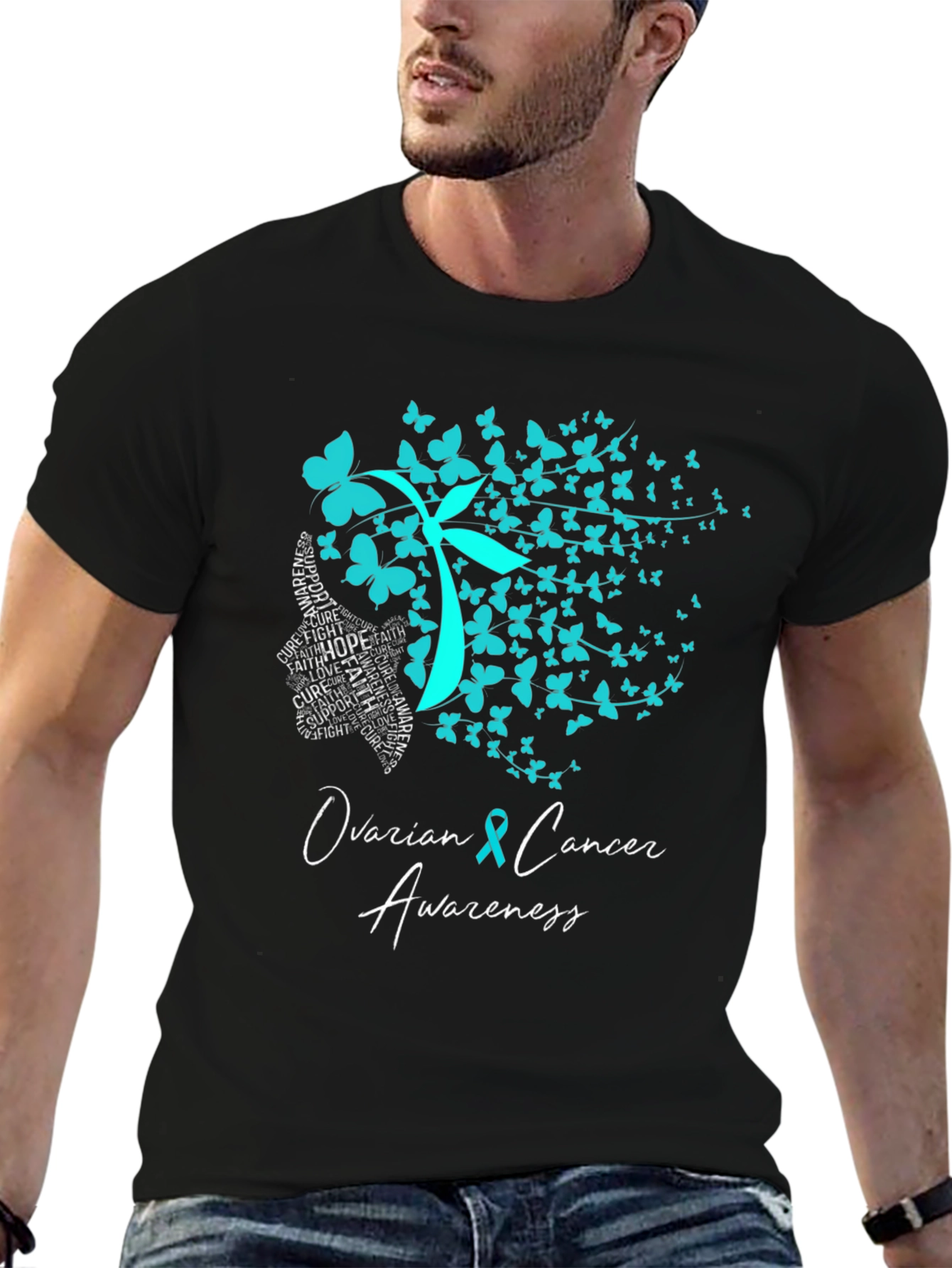 Ovarian Cancer Awareness Butterfly T-Shirt