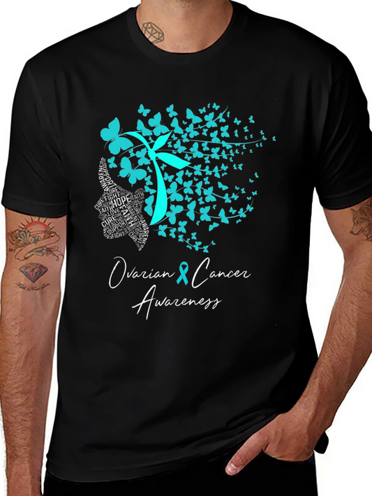 Ovarian Cancer Awareness Butterfly T-Shirt