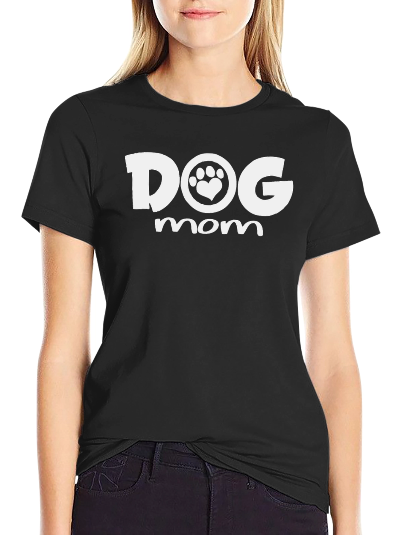 Dog Mom T-Shirt -  Cute Paw Print Heart Design